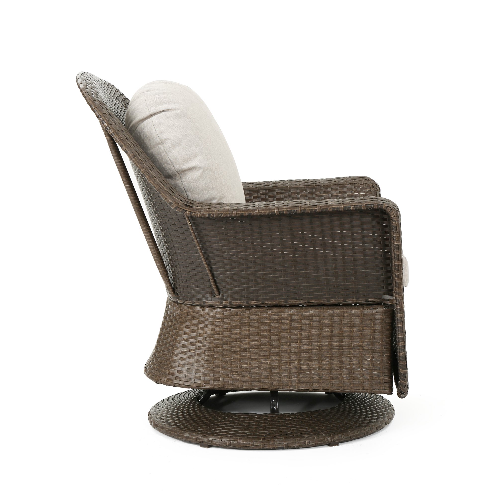 5pc Brown and Ceramic Gray Contemporary Outdoor 4 Seater Chat Set with Fire Pit