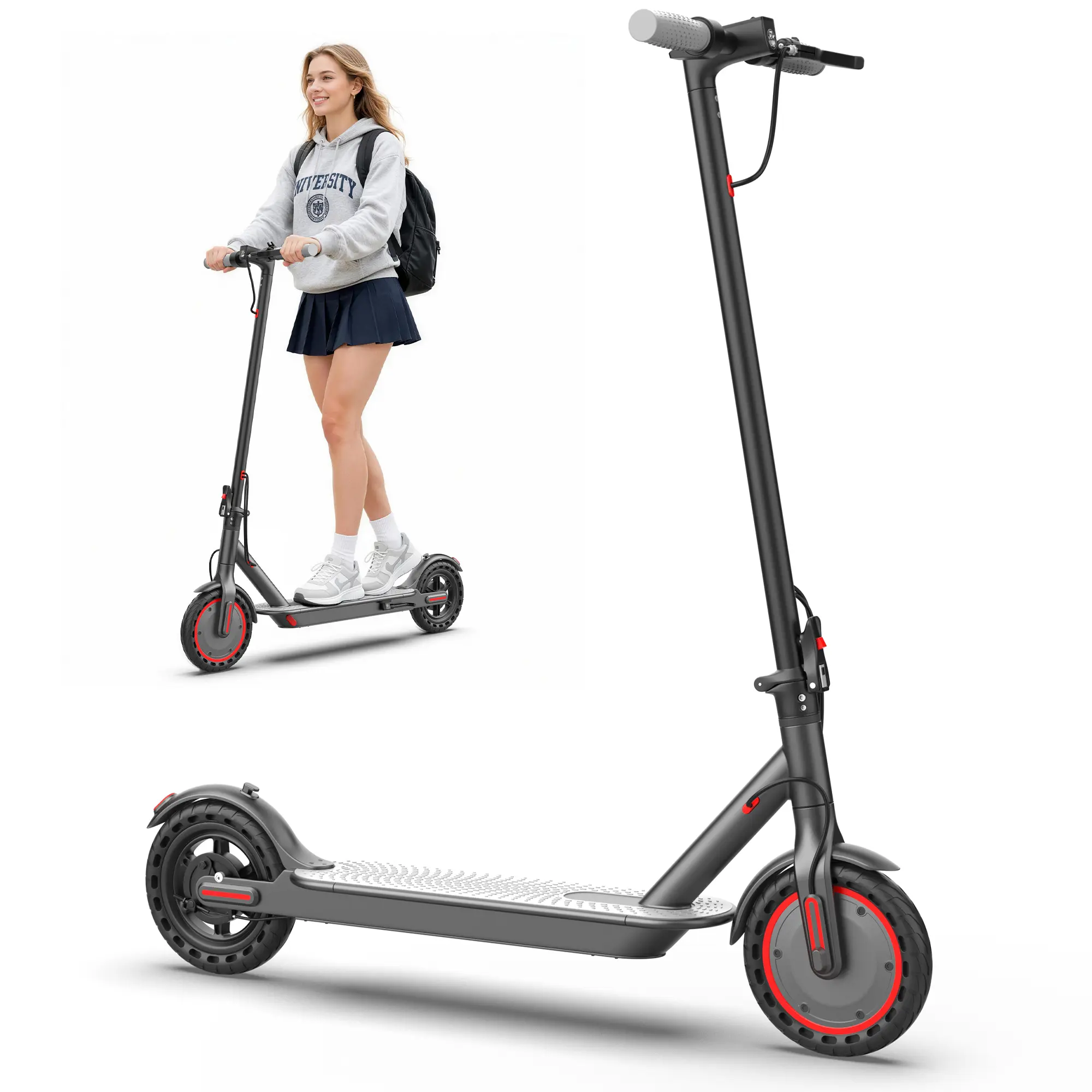 Foldable Electric Scooter, 350W Motor, 36V Battery, 19mph Max Speed, 12-15 Miles Range, 4-Speed, App-Controlled, Dual ABS Brakes, Portable Commuter E-Scooter