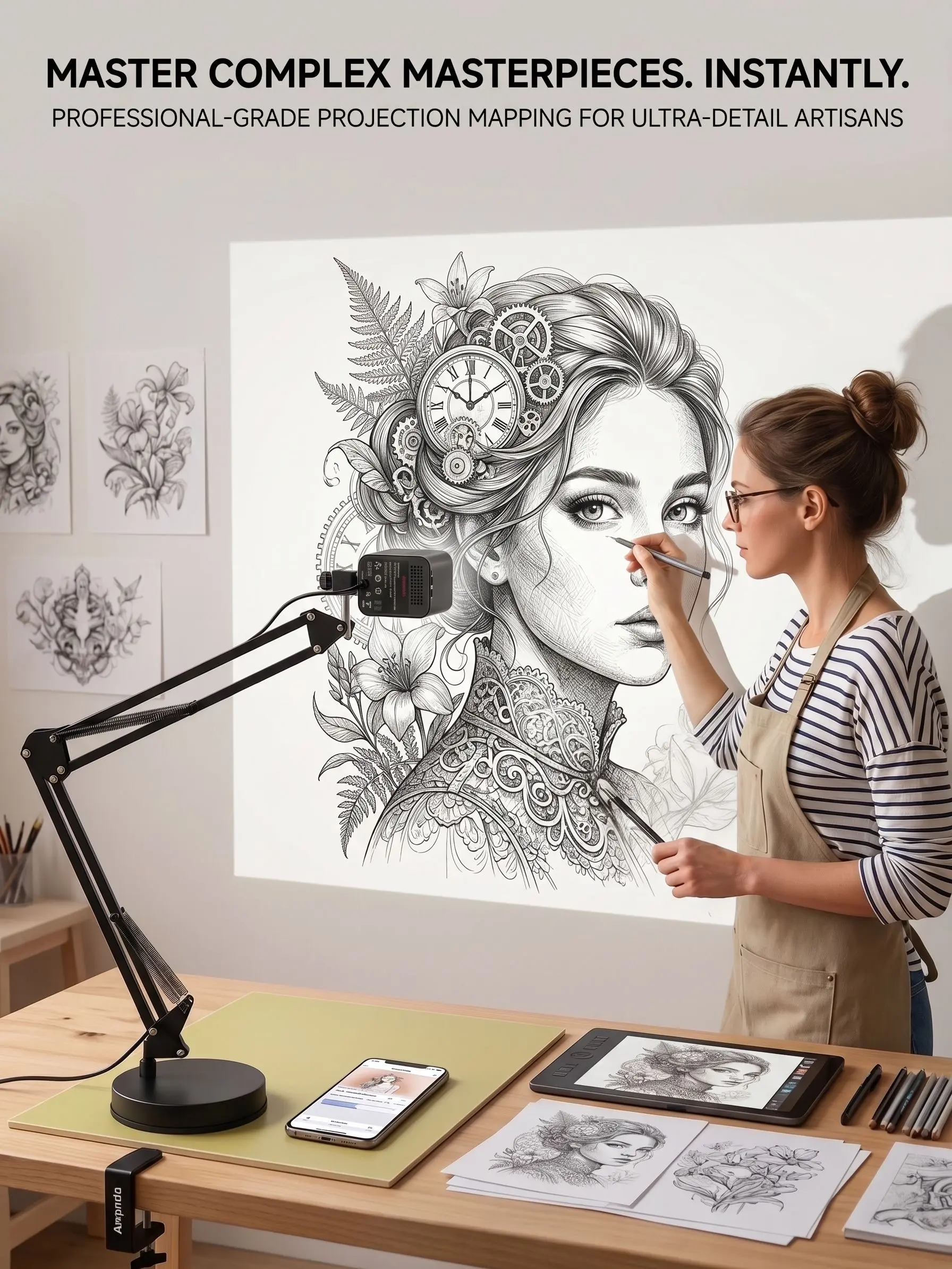 Art Tracing Projector with Flexible Arm