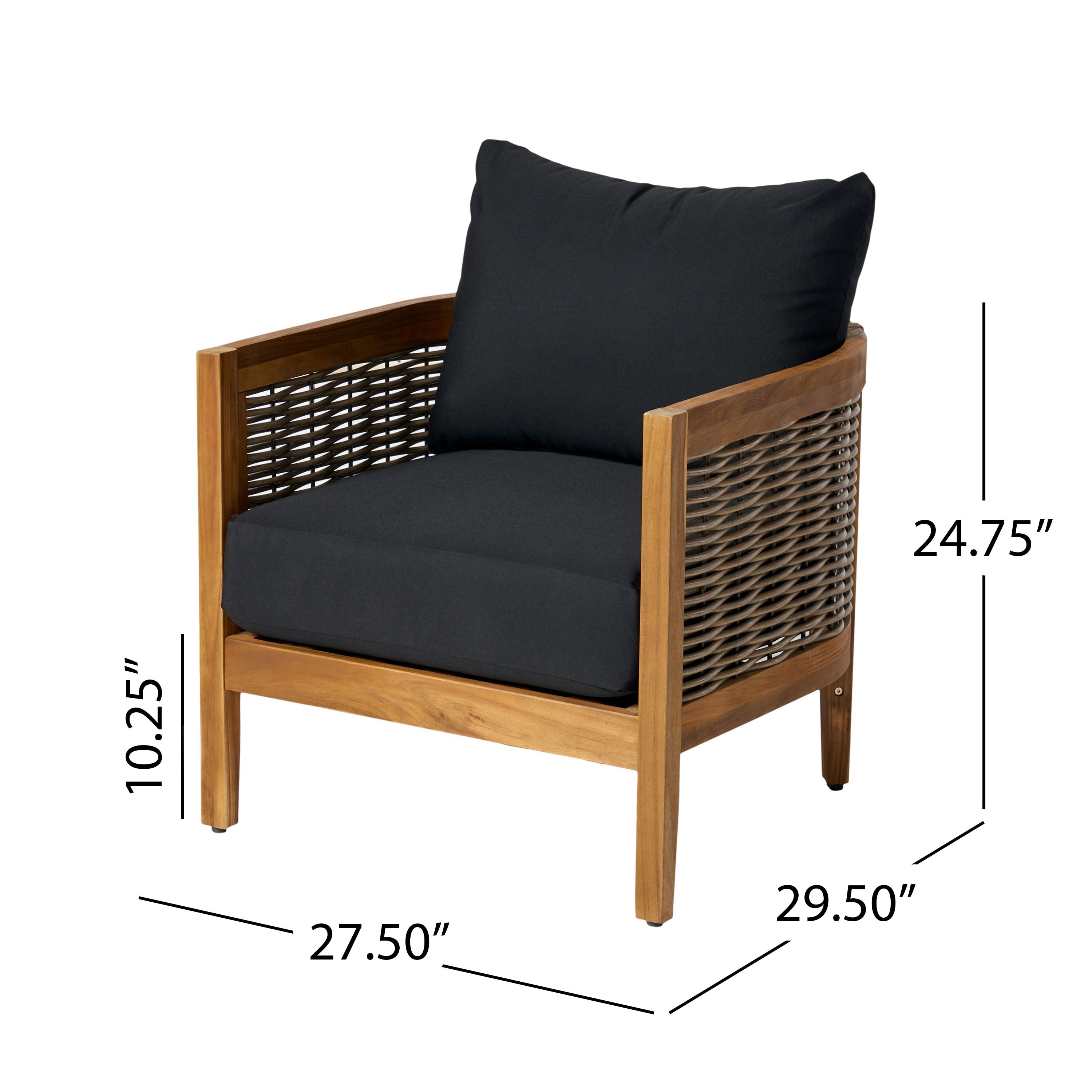 Burchett Outdoor Acacia Wood and Wicker 4 Seater Chat Set with Optional Sunbrella Cushions by Christopher Knight Home