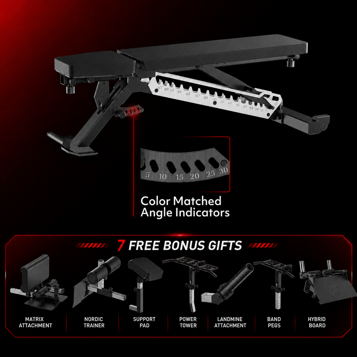 🔥 25-in-1 Adjustable Weight Bench System – Heavy-Duty Home Gym Bench with 7 FREE Training Attachments Included