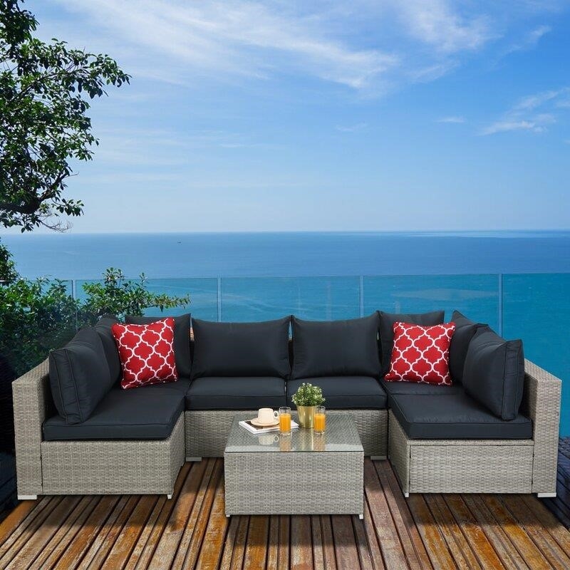 Polla Wicker/Rattan 4 - Person Seating Group with Cushions