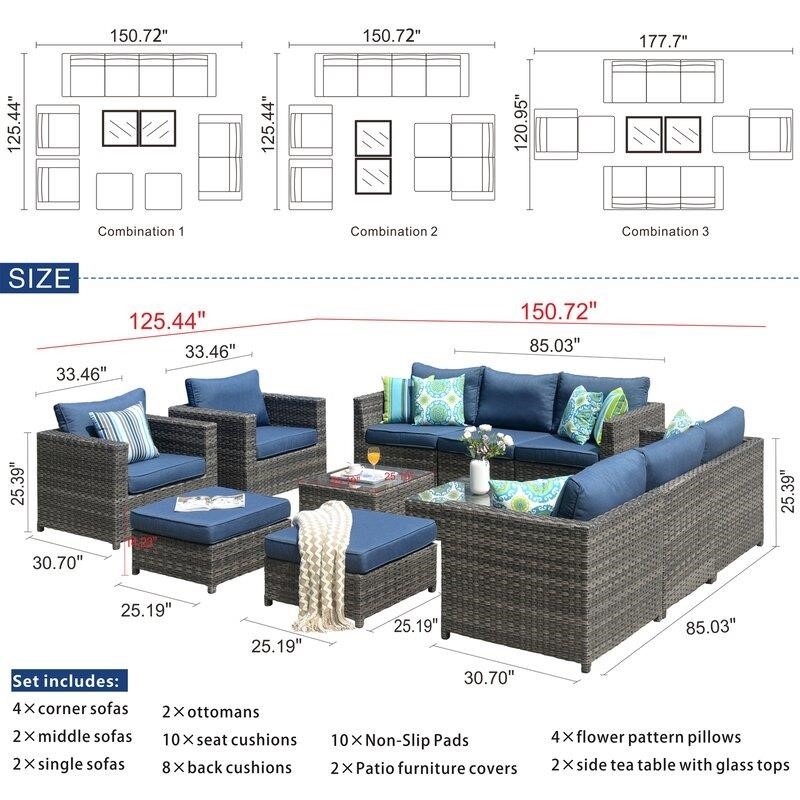 Parachute Wicker/Rattan 360 - Person Seating Group with Cushions