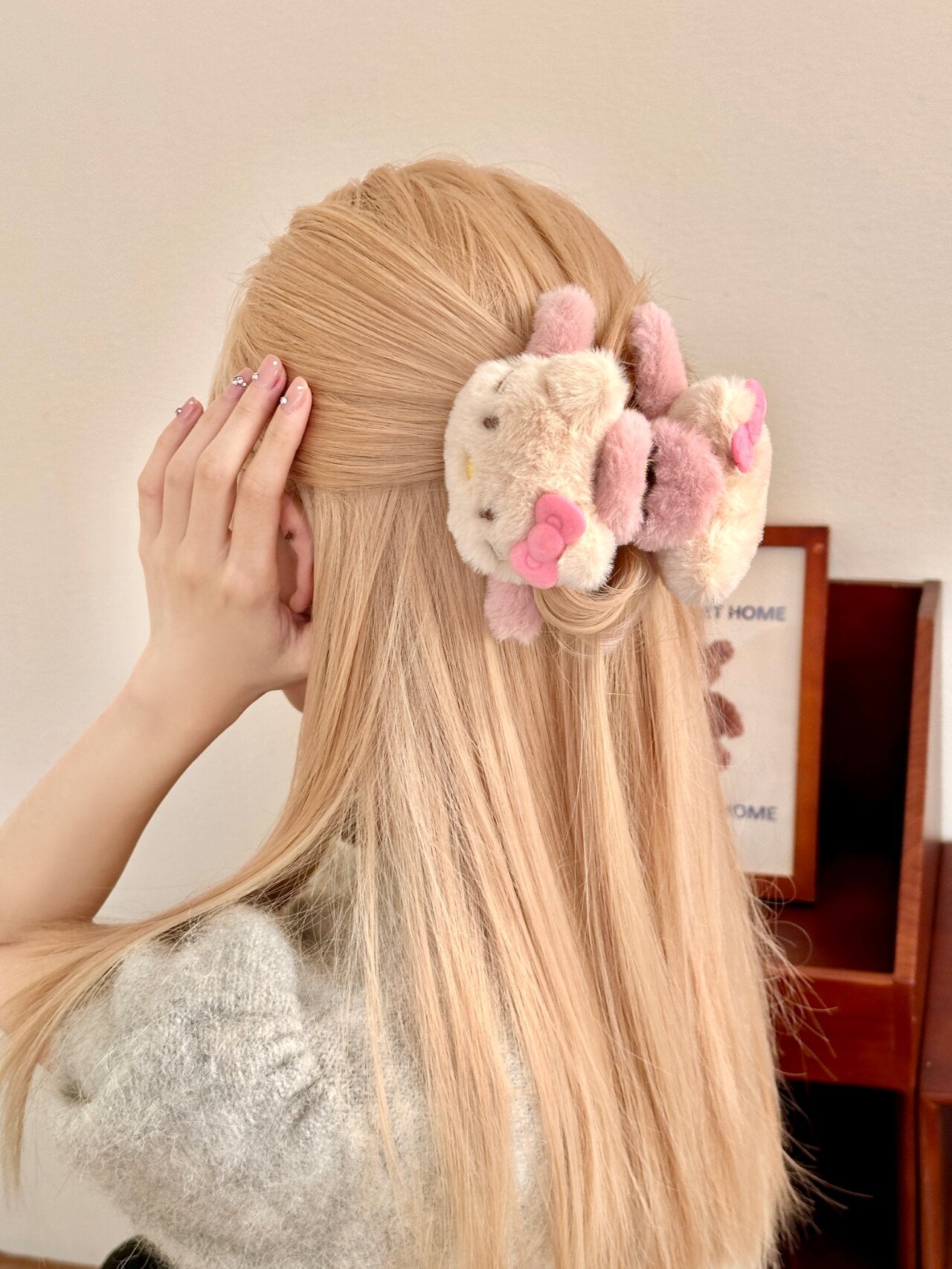 Hellokitty Plush Claw Clip for Thick Hair 2 Pcs