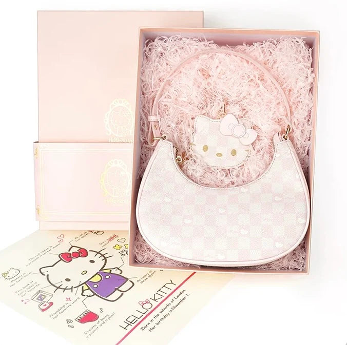 Hellokitty Pink Clutch Tote Purse Handbags With Mirrored Bag Charms