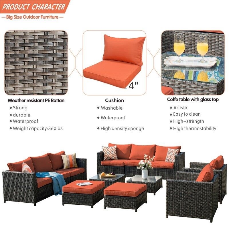 Cassville Wicker/Rattan 8 - Person Seating Group with Cushions