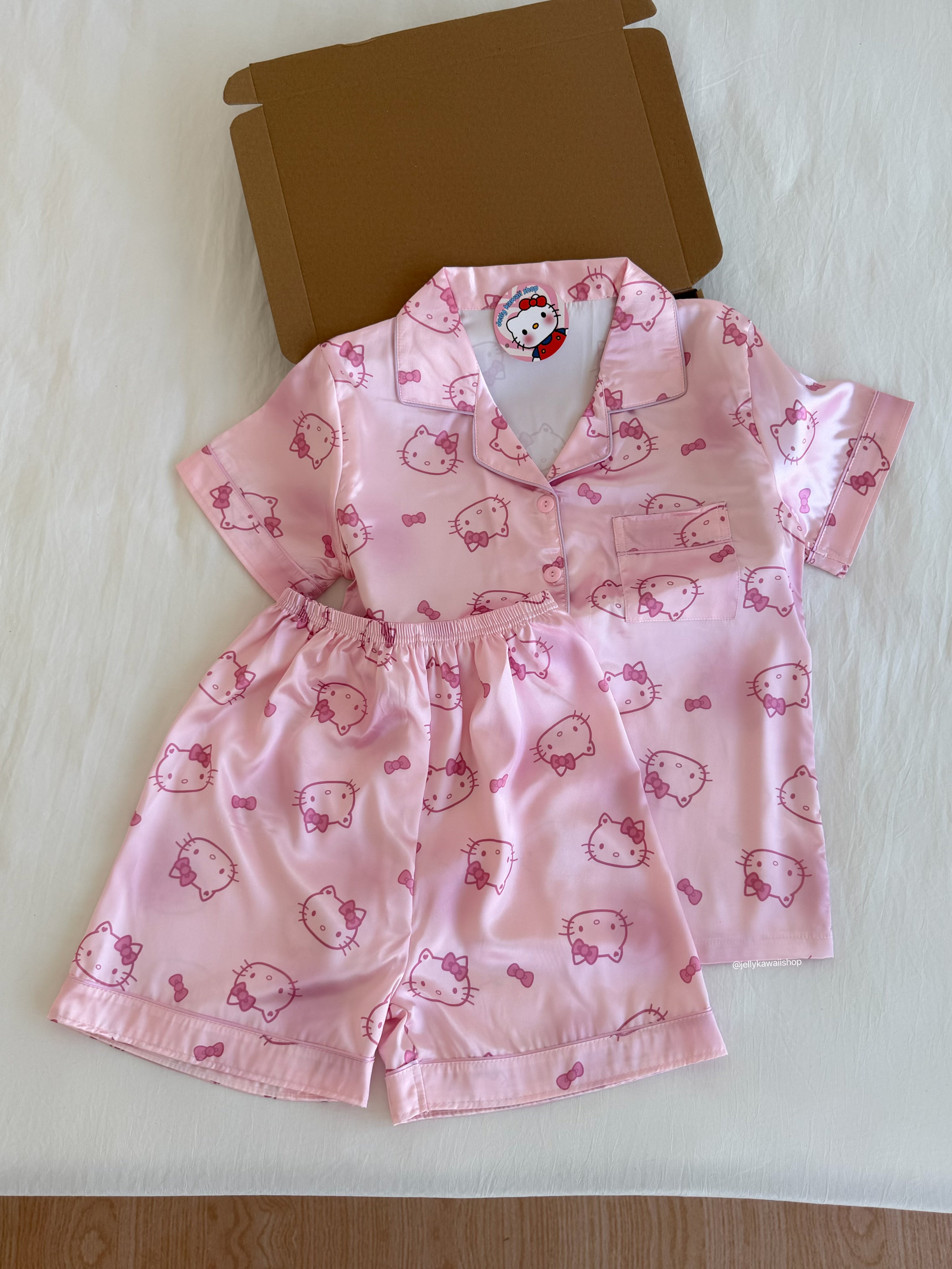 Hello Kitty Pink Satin Pajama Set