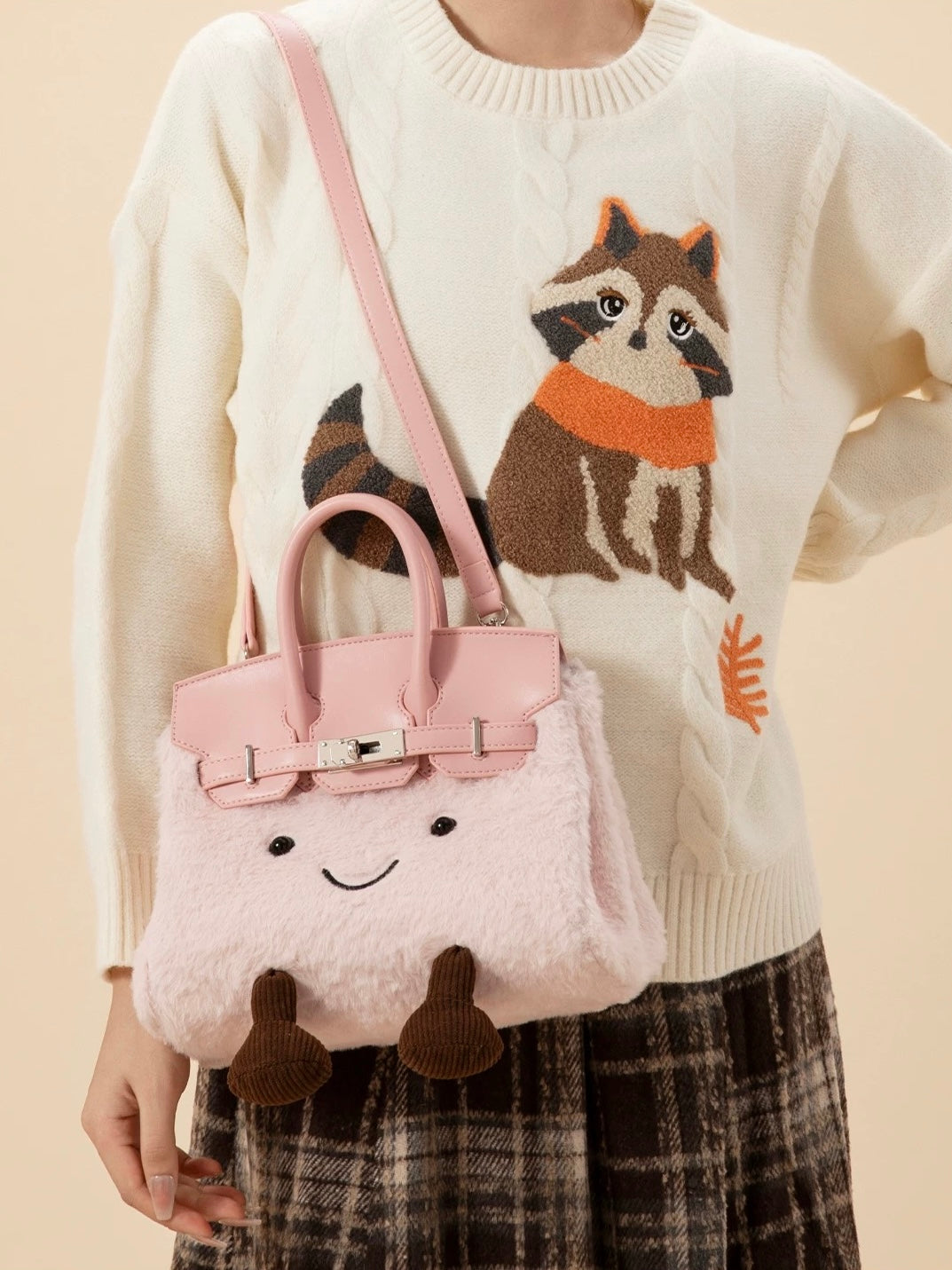 Plush Fluffy Bag Handbags Shoulder Bag Top Handle Satchel Tote Work Bag