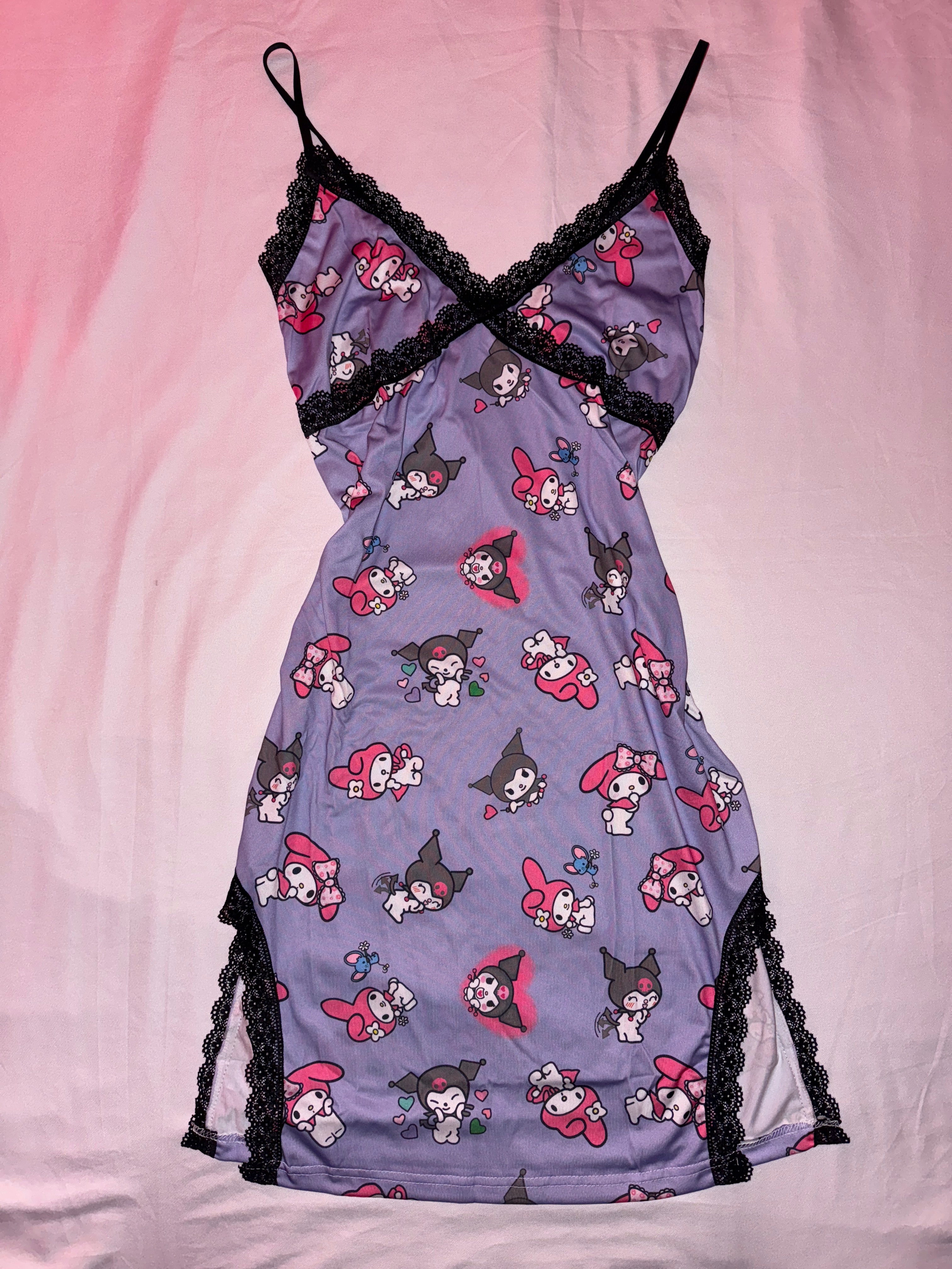 Hellokitty Night Gown V-Neck Full Slip Lingerie Sexy Nightgowns
