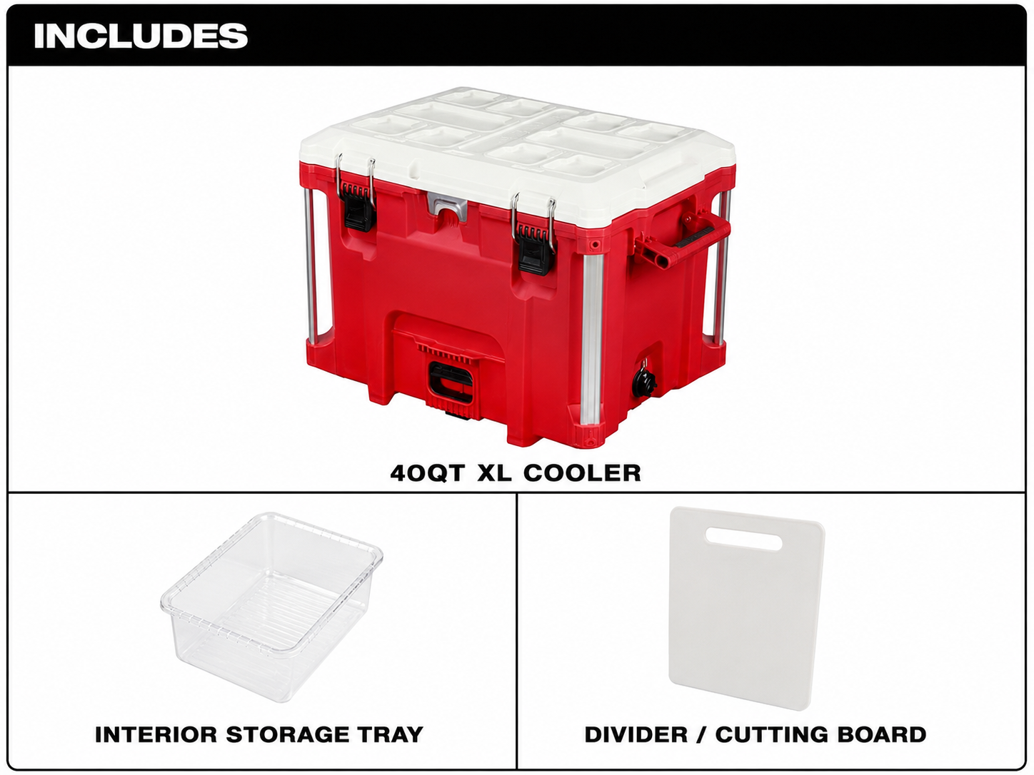 🔥 40QT Heavy-Duty XL Cooler Box – Portable Ice Chest with Cutting Board Divider & Storage Tray