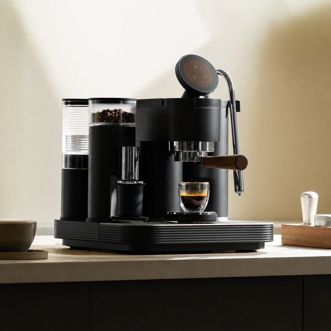 All-in-One Smart Espresso Machine with Grinder & Milk Frother – Complete Home Barista Coffee Maker Set