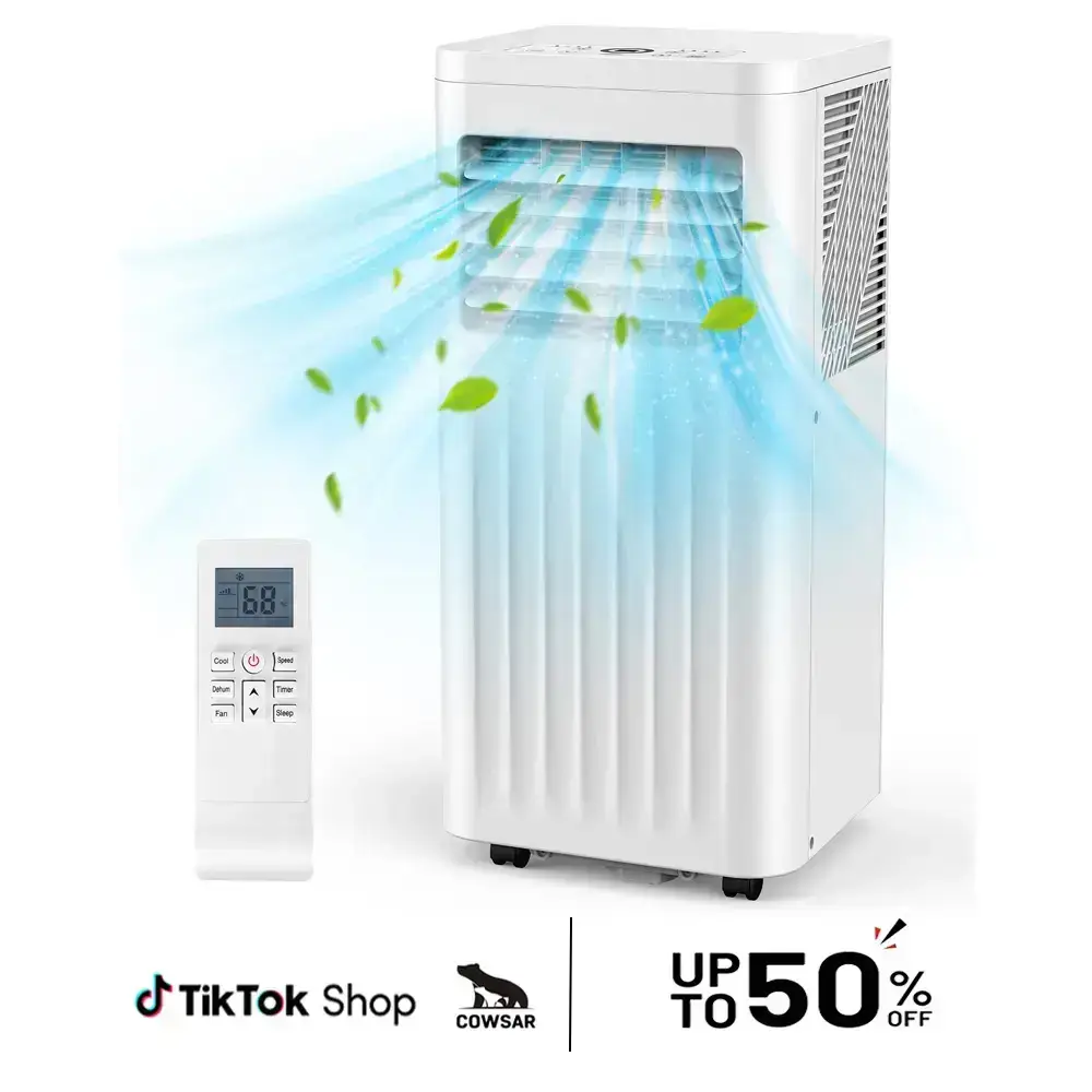 8000-10,000 BTU Portable Air Conditioner- Cool up to 350 Sq. Ft. AC with Easy-to-Use Remote Control, Digital LED Display, 24H Timer,Sleep Mode and Complete Window Installation Kit, for Bedroom,Living Room,Home Office,Apartment