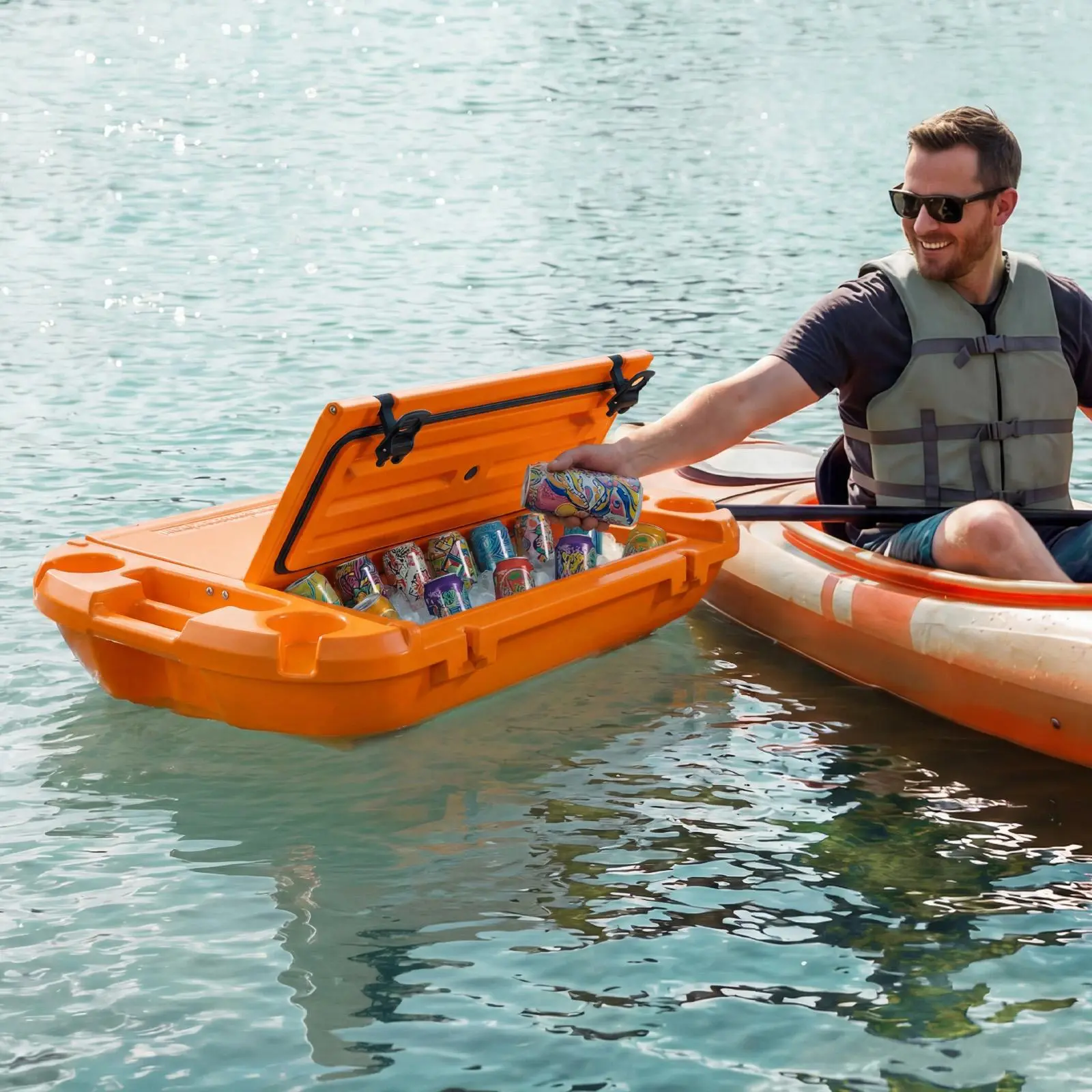🔥 Summer Deal | 40QT Floating Cooler with Dry Storage & Tow Rope