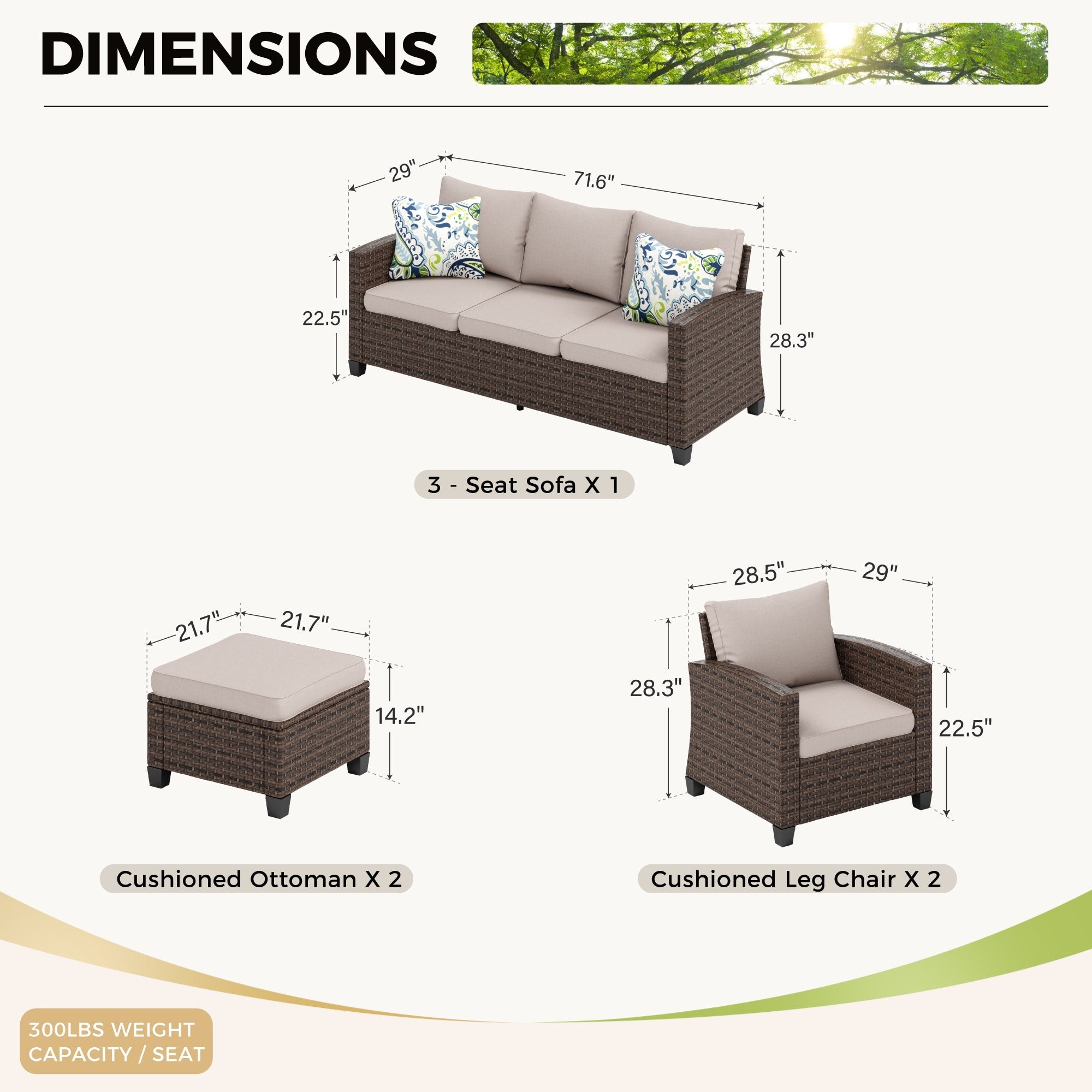 5/9-Seat Patio Furniture Wicker Rattan Outdoor Deep Seating Sectional Sofa Large Conversation Set