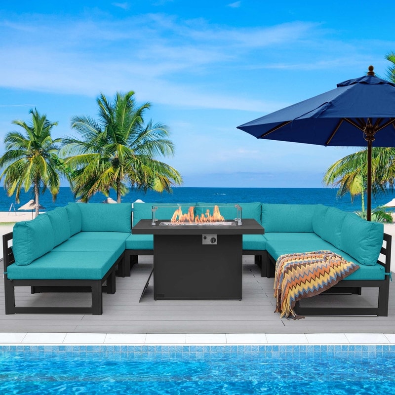 FINCATI Aluminum Outdoor Patio Furniture Conversation Sectional Sofa Set