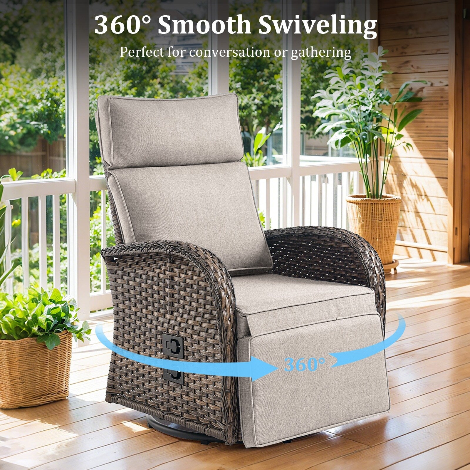 Pocassy Reclining Patio Chair with Adjustable Backrest
