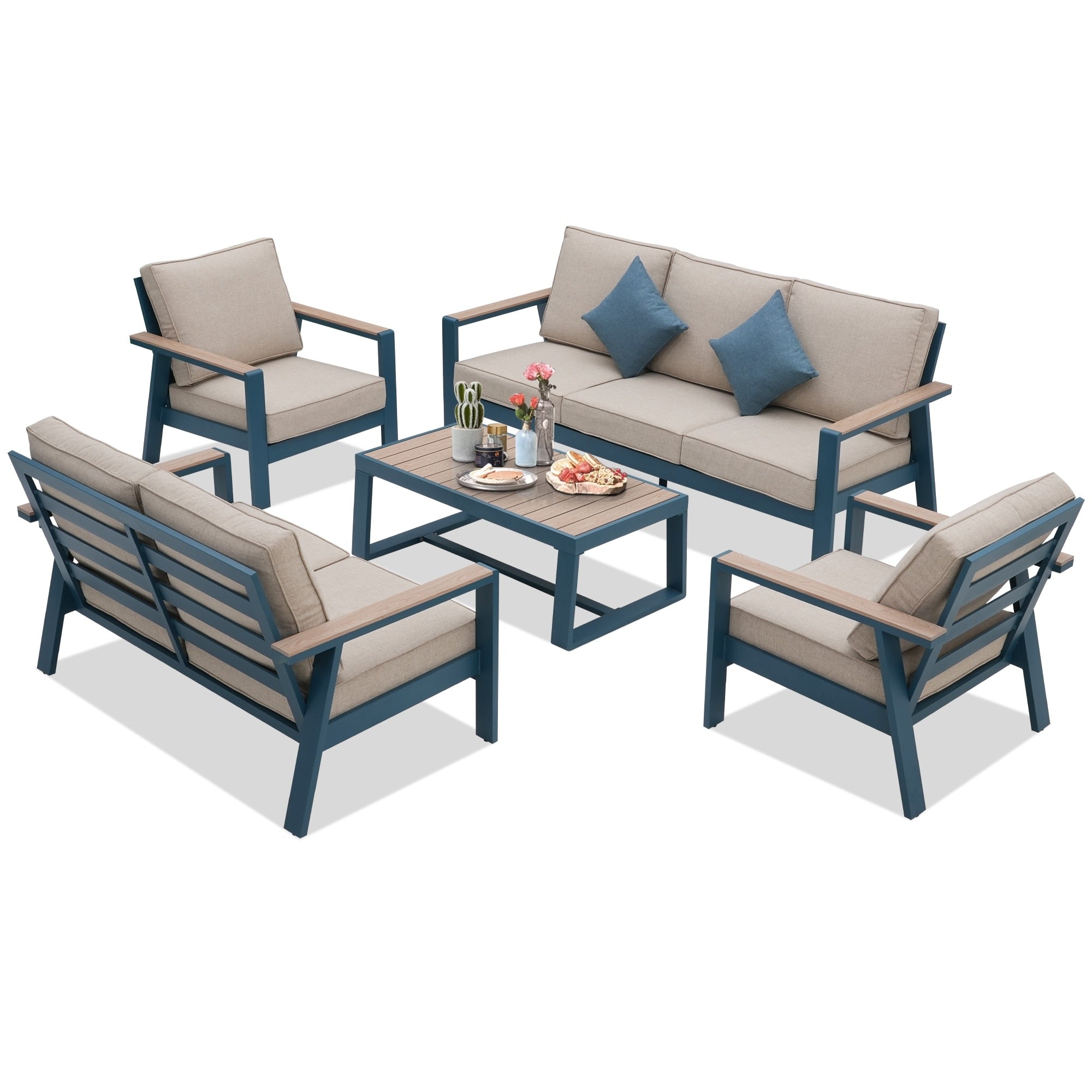 Zenova Aluminum Patio Conversation Sets,Outdoor Sofa Sets