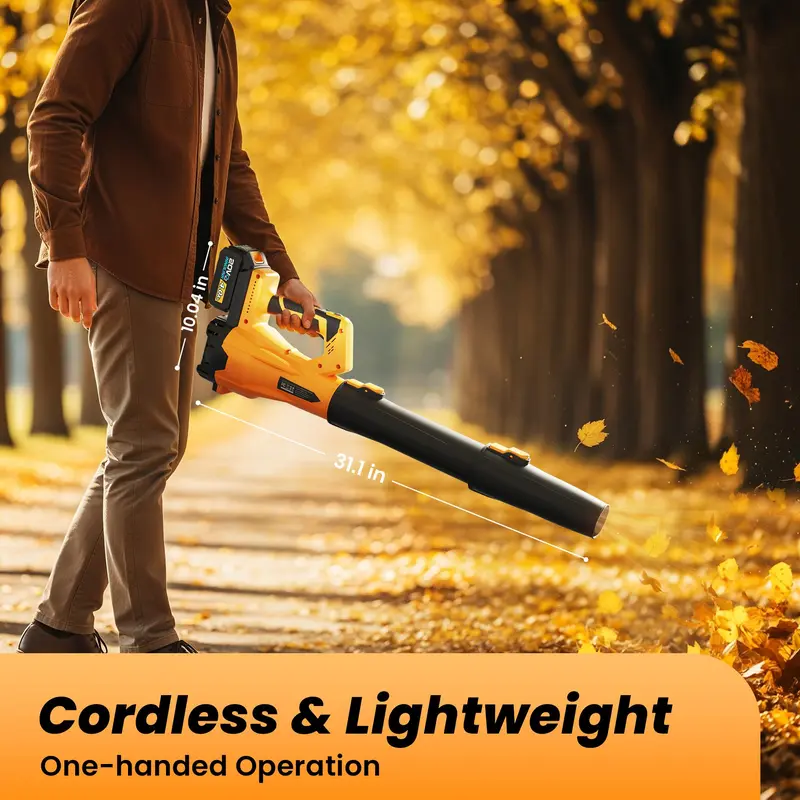 Cordless Handheld Leaf Blower  Powerful Electric Model with 6 Adjustable Wind Speeds