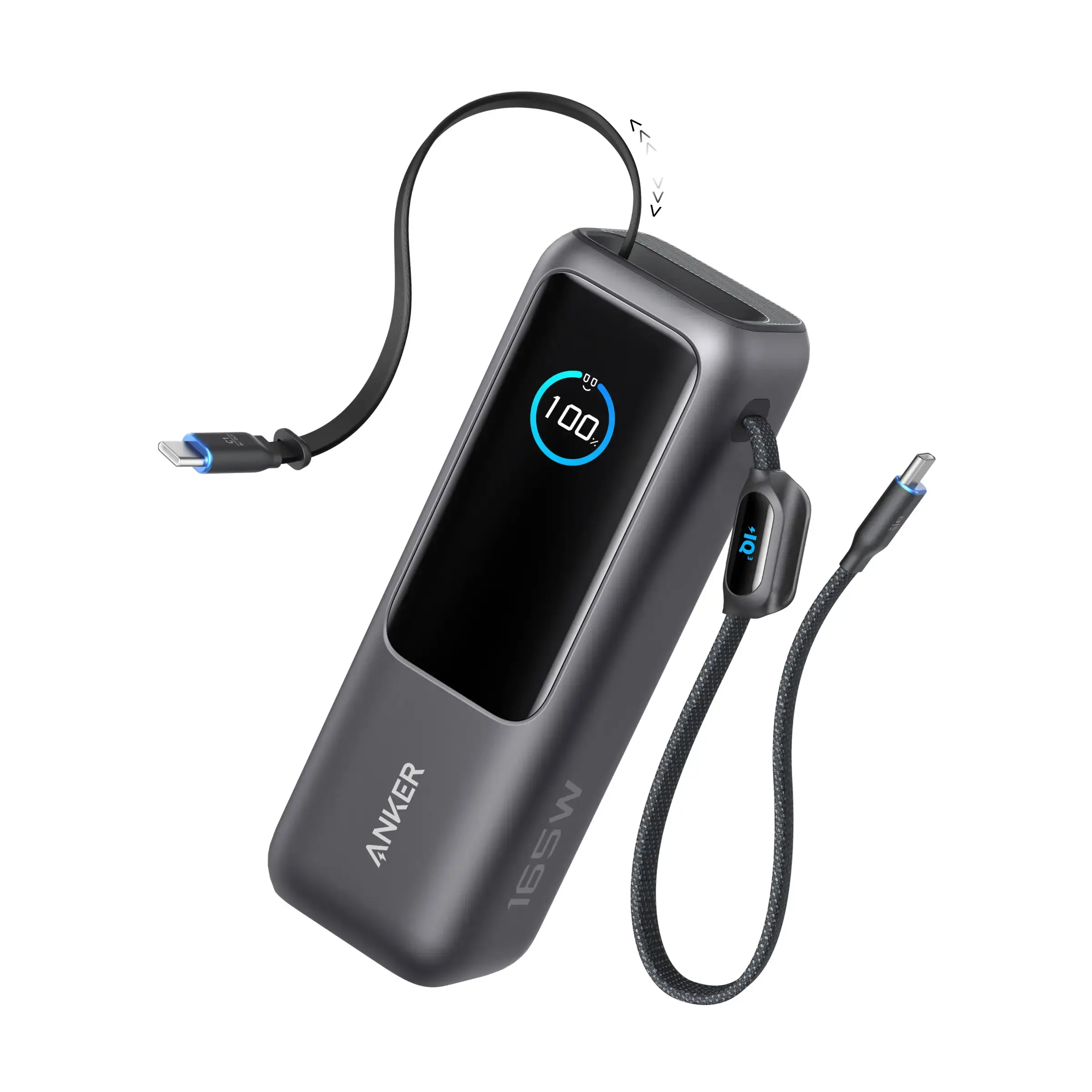 Portable Laptop Power Bank with Built-In Cables, 25000mAh High-Capacity Battery, Fast Charging for 4 Devices, Ideal for Office & Trips, Compatible with iPhone, MacBook, Galaxy