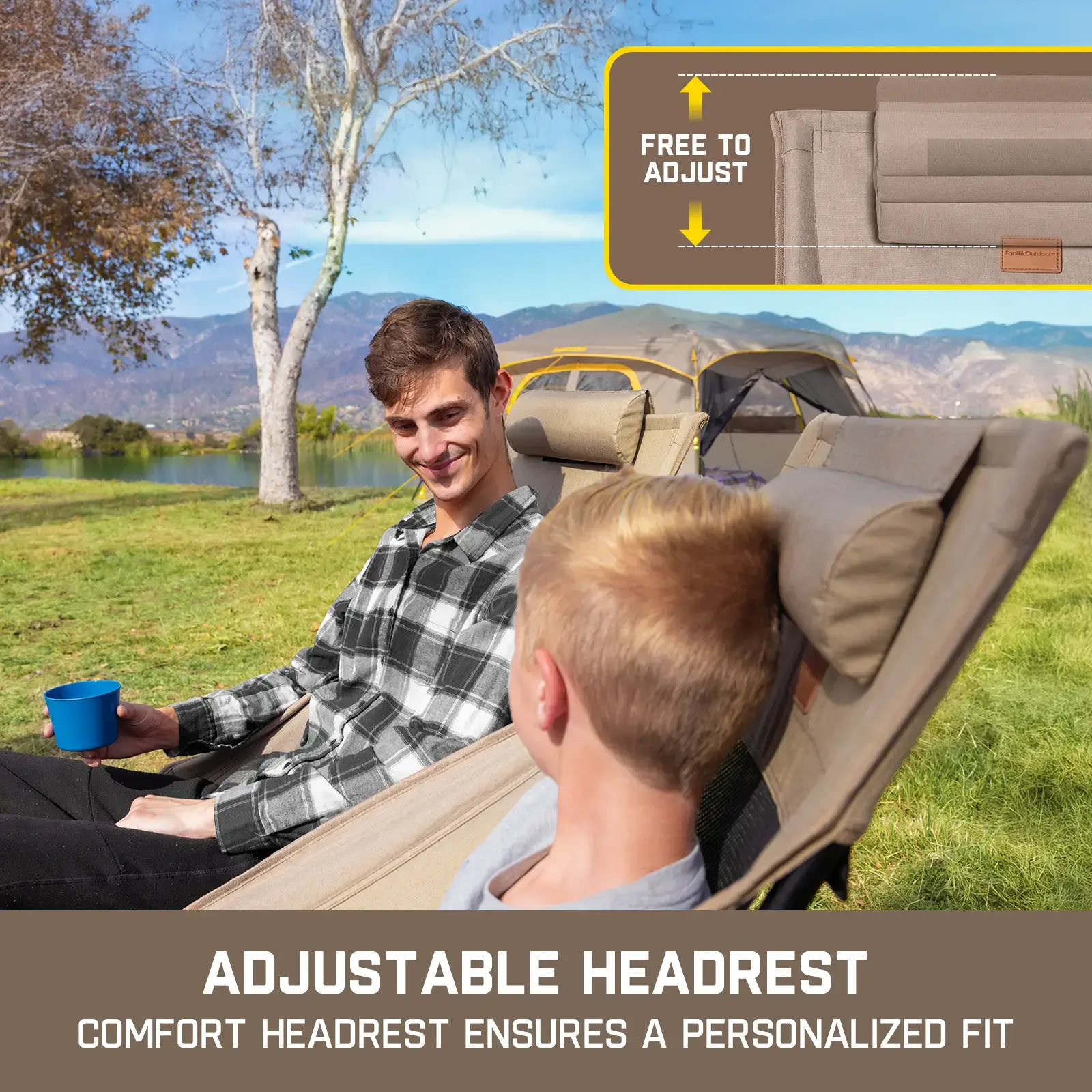 Adjustable Lightweight Foldable Rocking Camping Chair for Patio Lawn Outdoor Relaxation