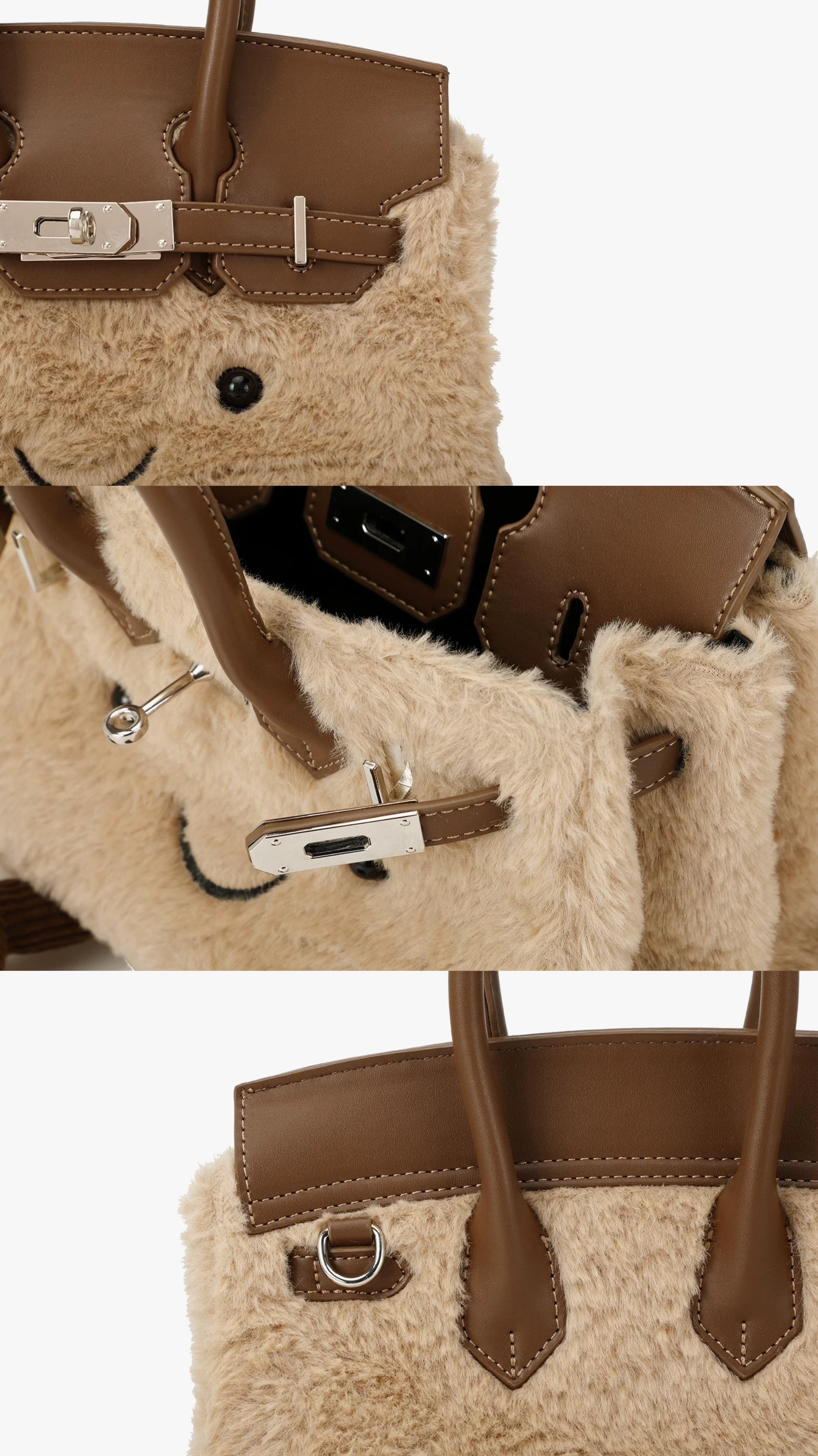 Plush Fluffy Bag Handbags Shoulder Bag Top Handle Satchel Tote Work Bag