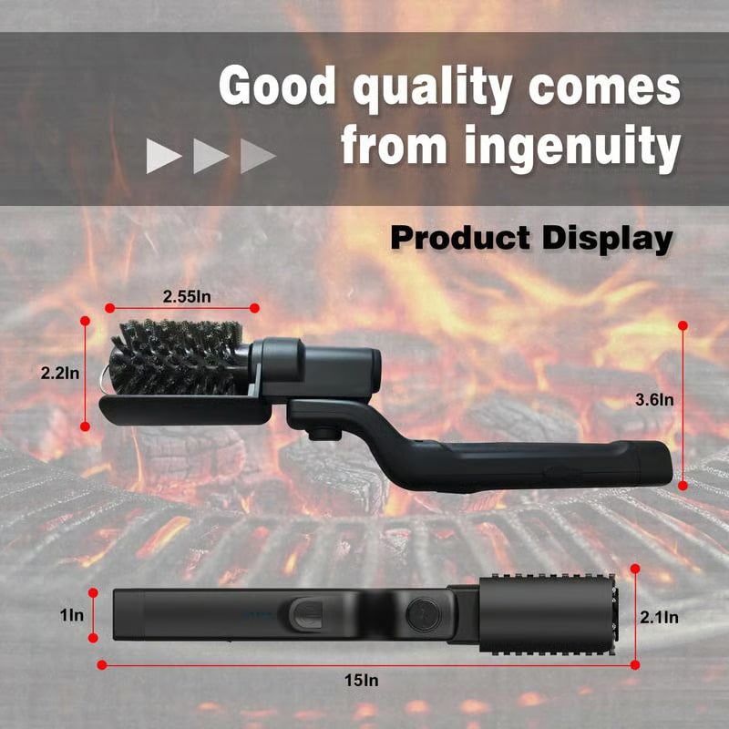 (Free shipping) 🔥Electric grill brush, cordless and rechargeable, stainless steel brush, two cleaning brushes, adjustable angle