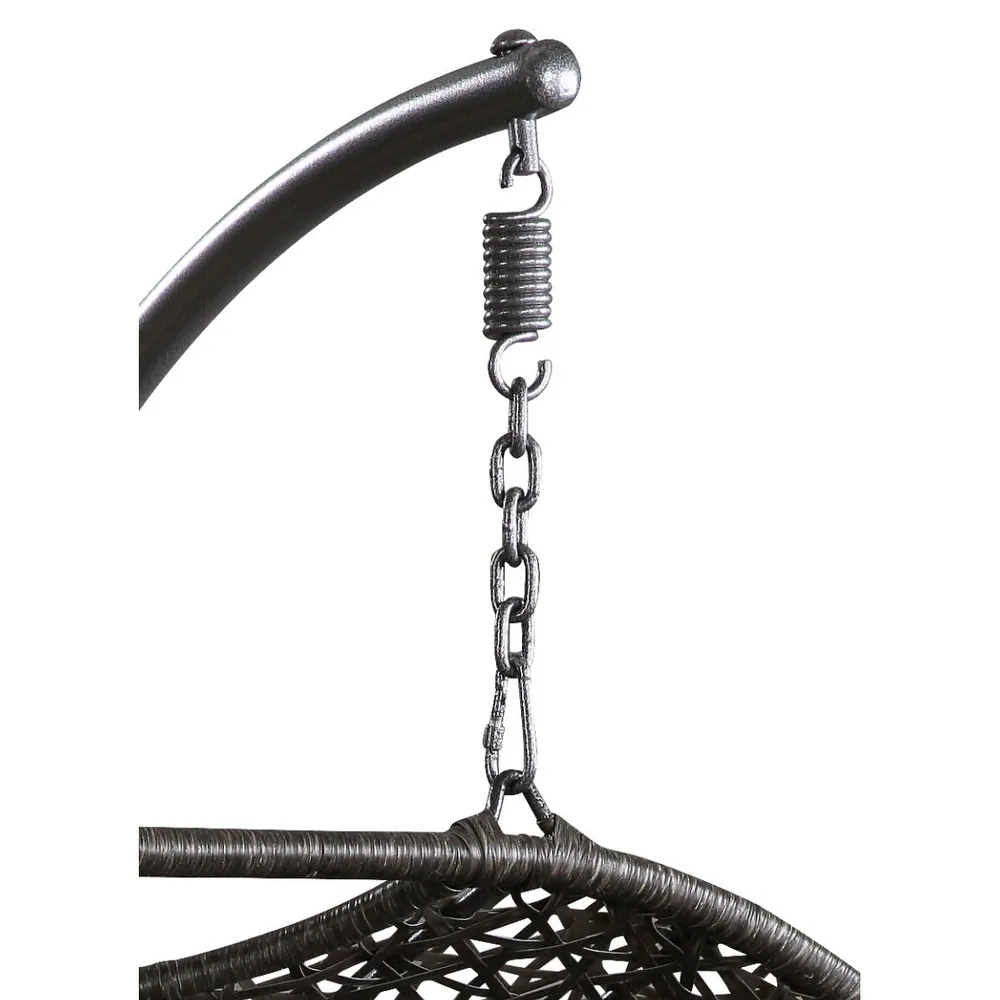 Outdoor Wicker Egg Double Swing Chair Hanging Basket with Steel Stand