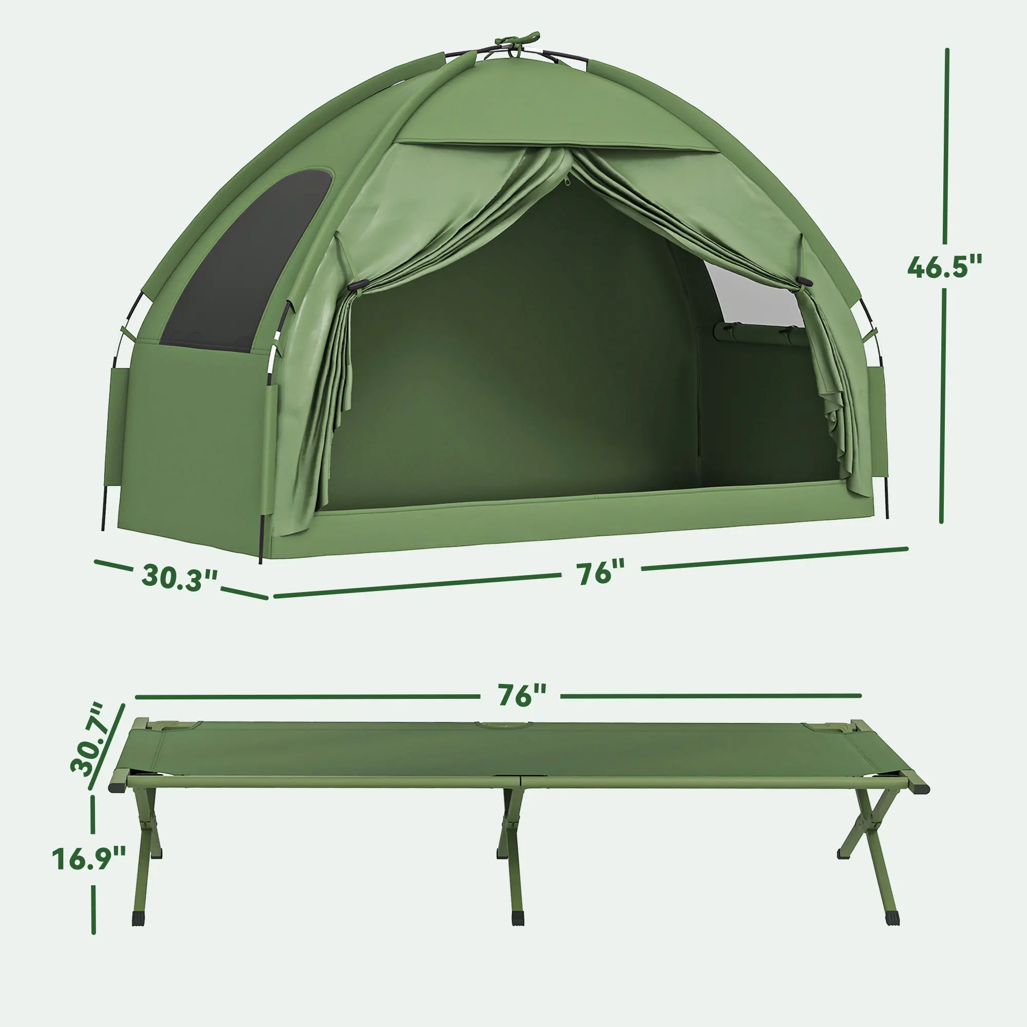 💥Last Chance Sale💥1/2 Person Foldable Camping Cot with Tent, Bedspread, Thick Air Mattress, 4-In-1 Elevated Camping Bed for Outdoor Hiking, Picnic, Travel