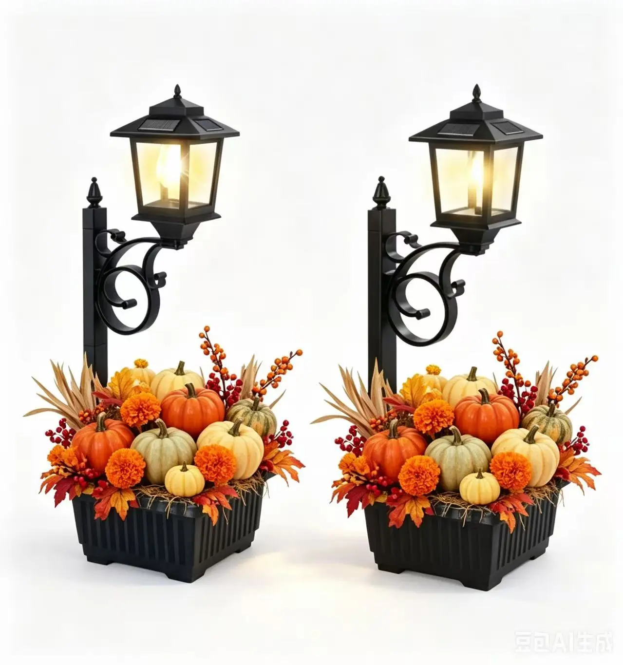 Hoodink Solar Lamp Post Light with Planter Waterproof Outdoor Patio Decor