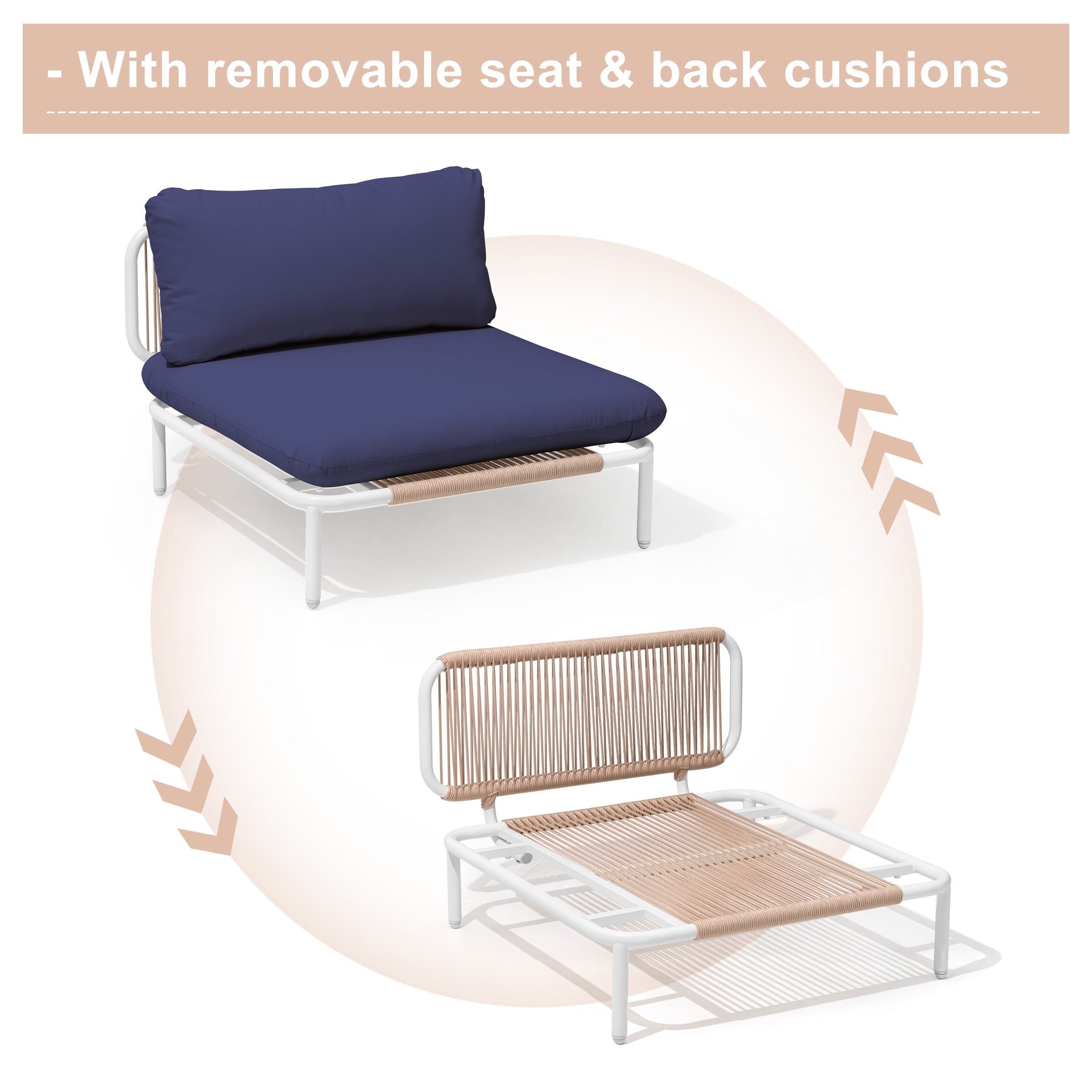 Outdoor Cushioned Sectional Sofa Chat Set Patio Furniture Conversation Set, Free Combination