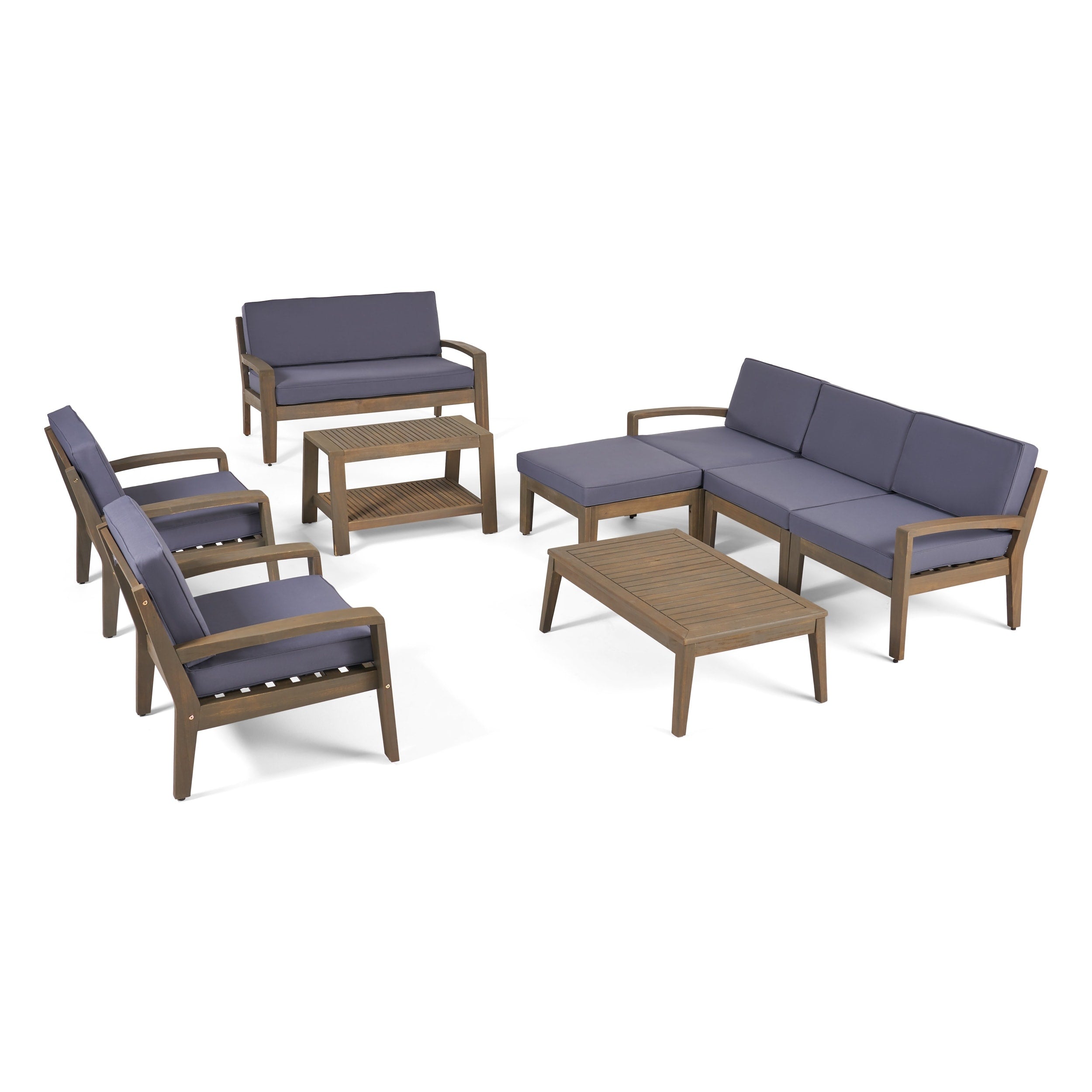 Grenada 7-Seater Sectional Sofa Chat Set with Ottoman by Christopher Knight Home