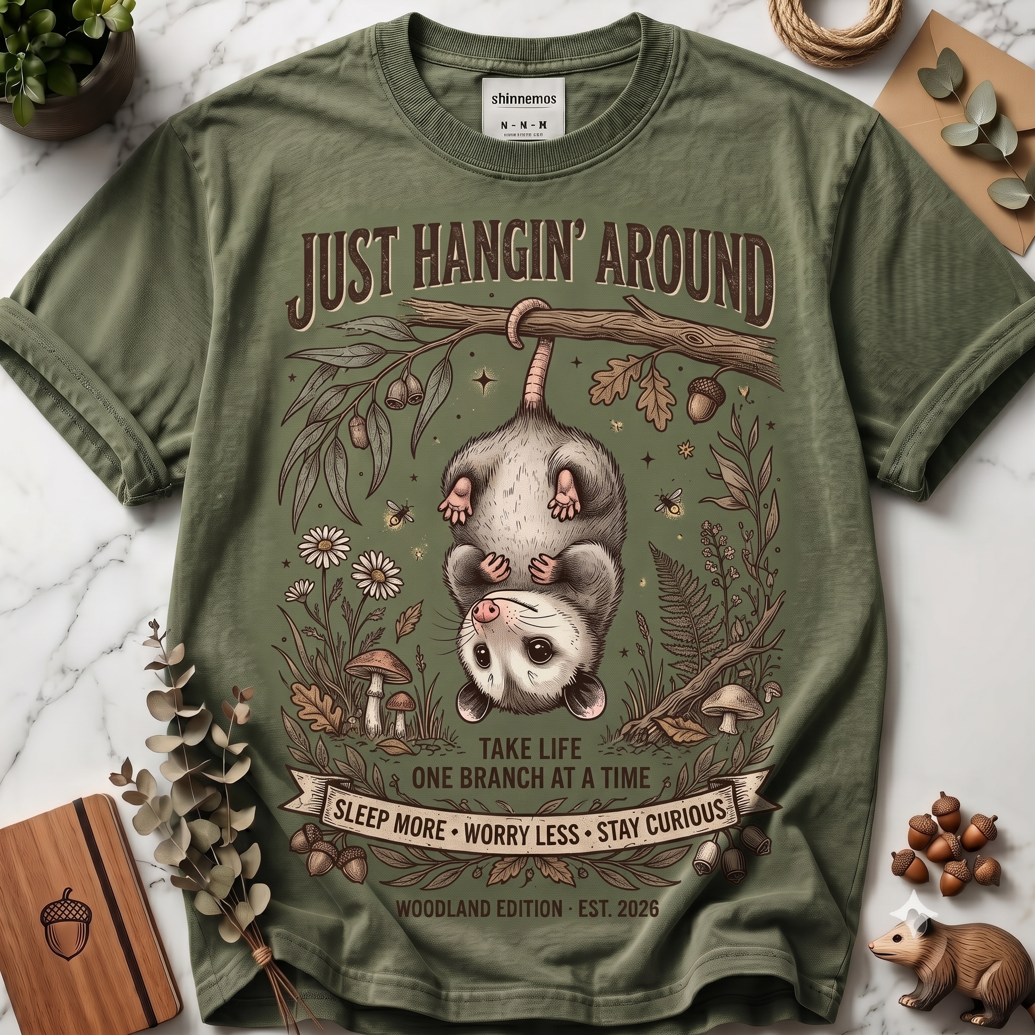Just Hangin’ Around Woodland Possum T-shirt
