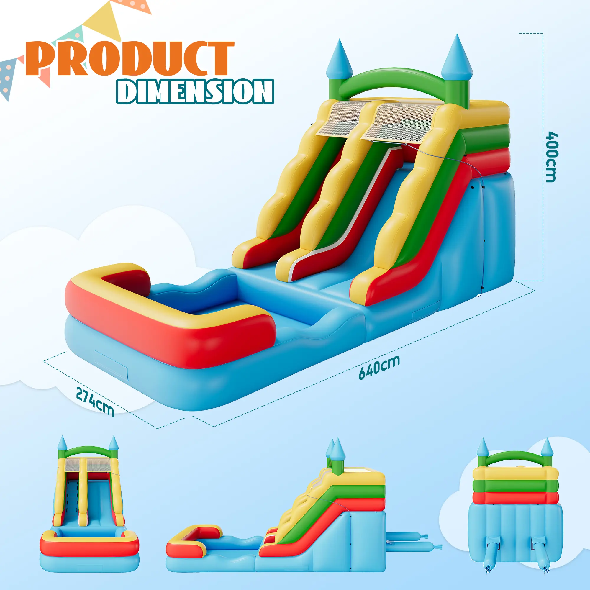 ⚡ Last Chance Sale⚡Inflatable Trampoline, Portable Home Pool Play Area