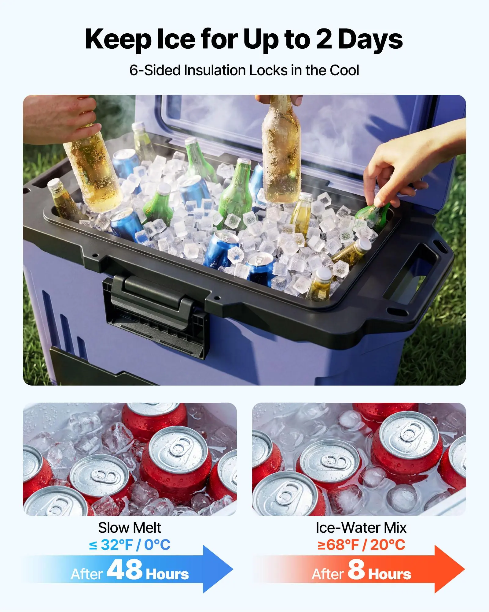 50QT Portable Hard Cooler for Camping