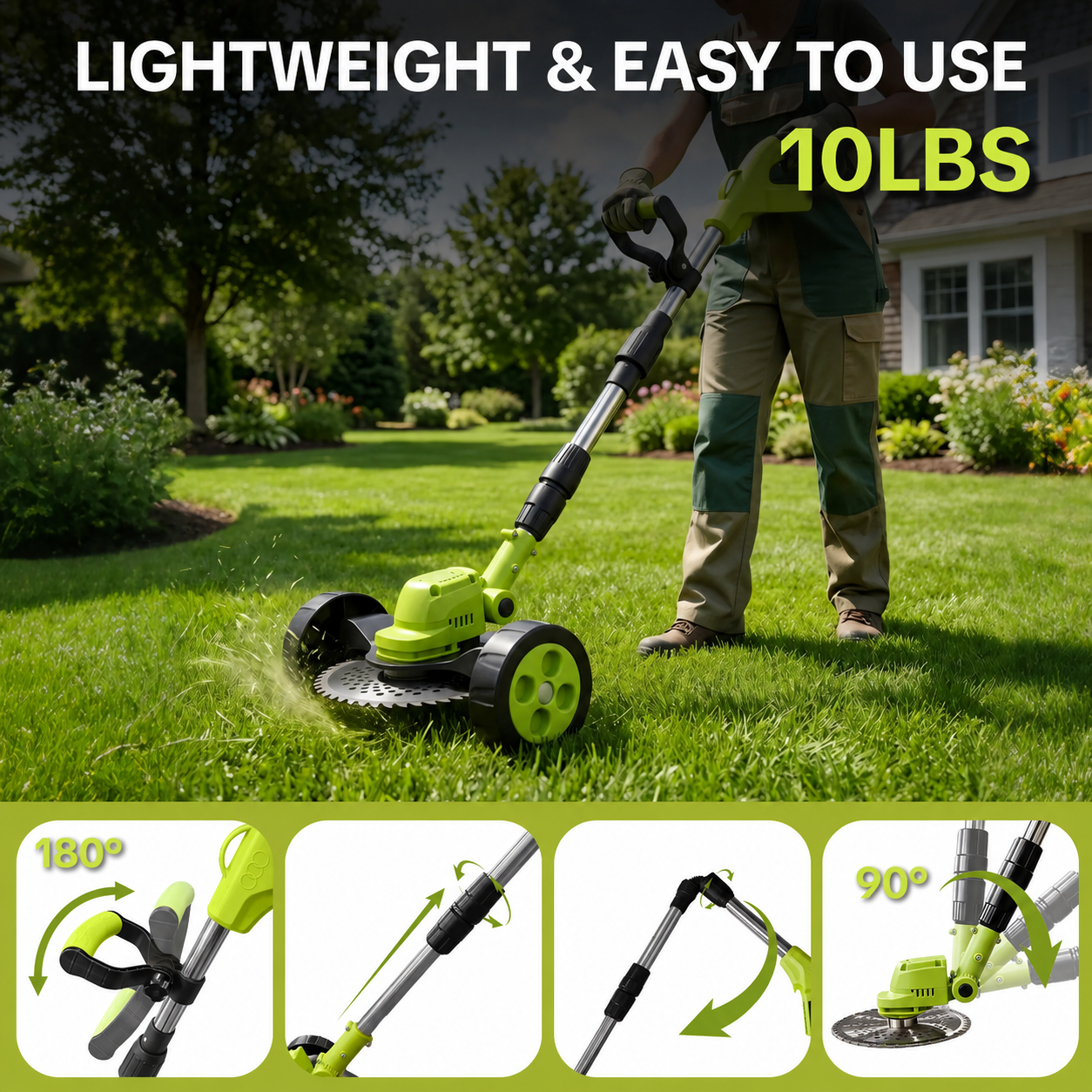 🔥 Flash Sale🔥 | Cordless Lawn Mower & Trimmer with 2 Batteries – Lightweight Garden Tool