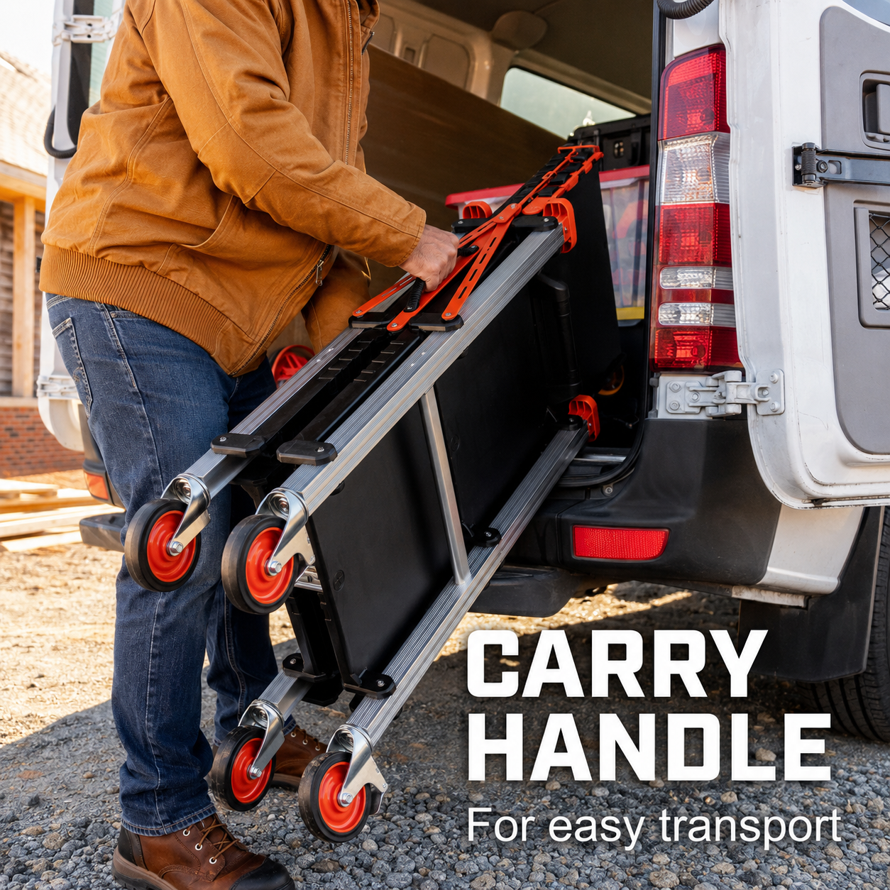 🚚Easy Carry & Storage🚚 3-Tier Foldable Jobsite Cart for Tools, Materials & Workshop Use