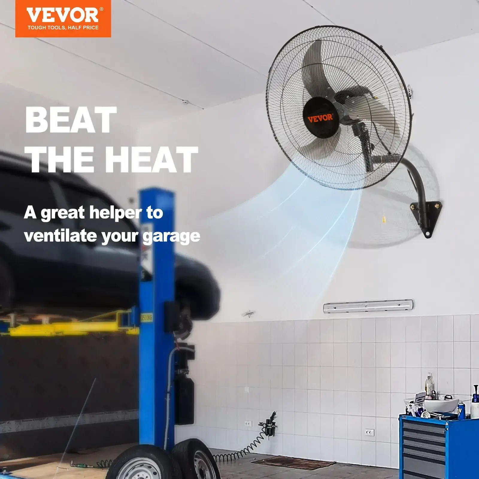 20 Inch Oscillating Wall Mount Fan - High Velocity, 4650 CFM