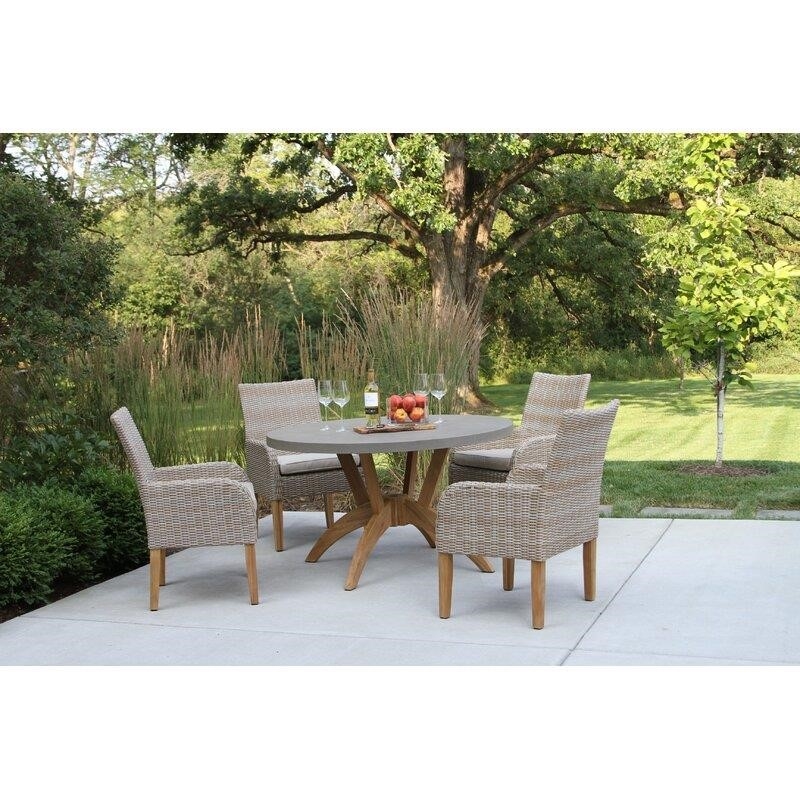 Carter Round 6 - Person Teak Dining Set with Cushions