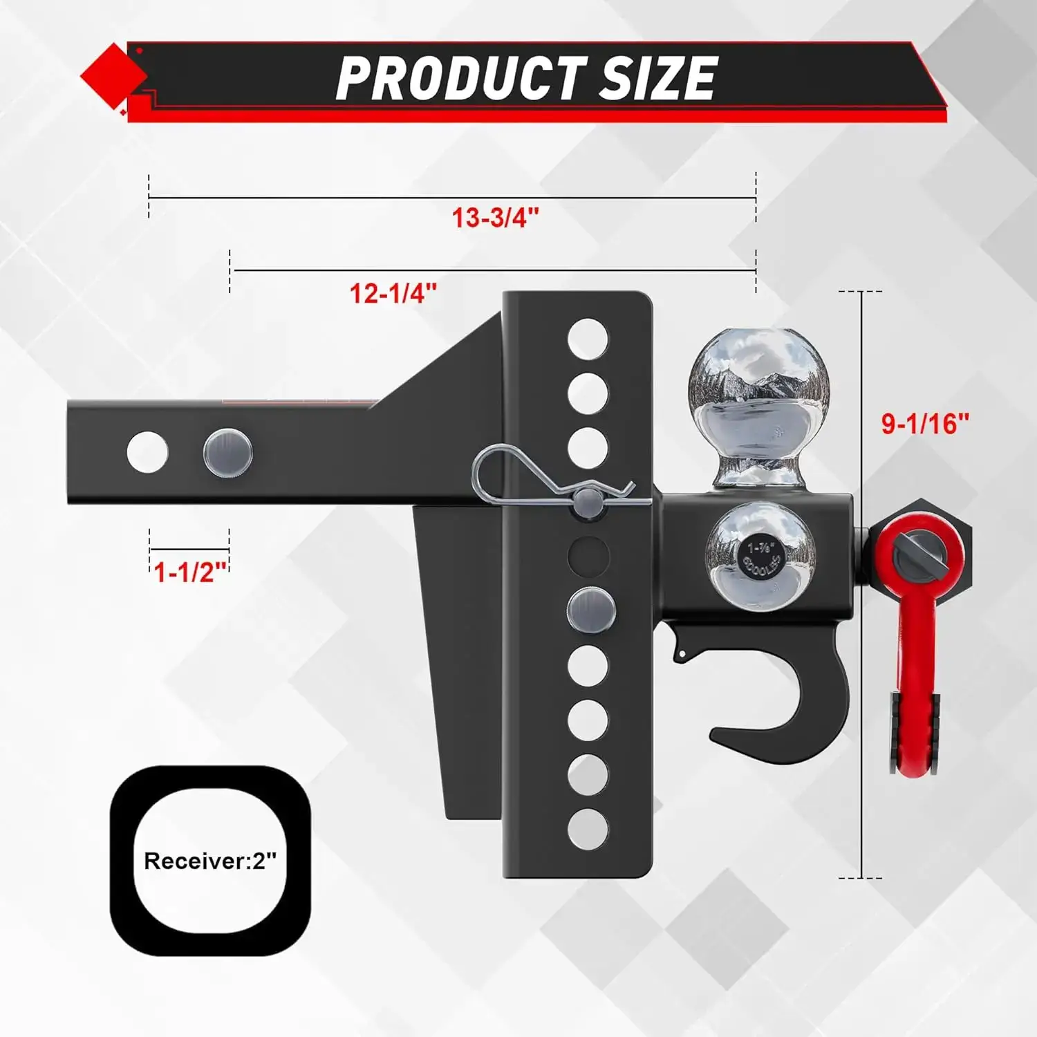 Trailer Hitch Tri-Ball Mount with Locks & Pin