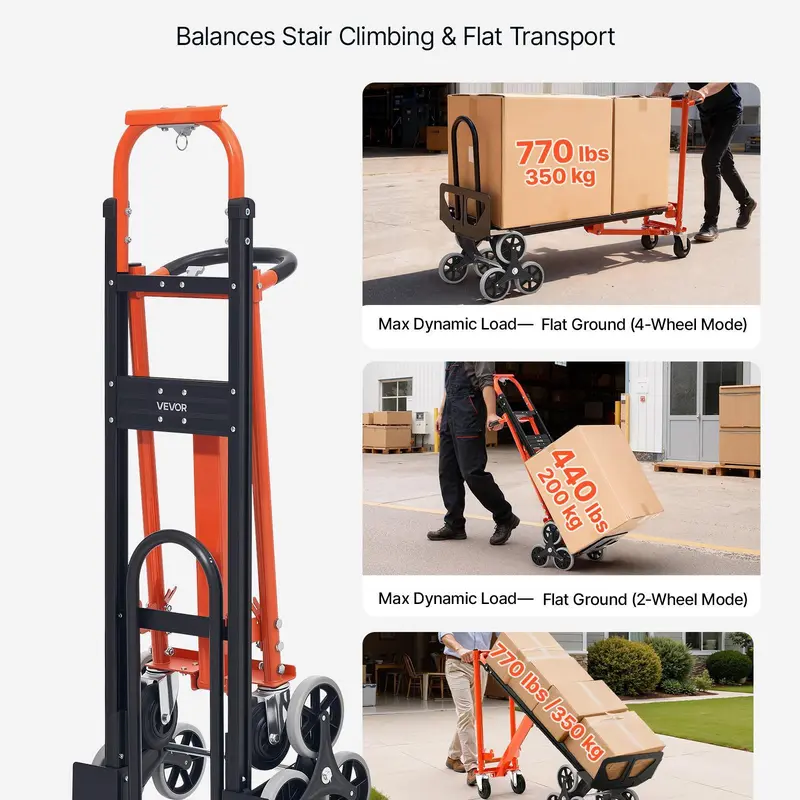 3 In 1 Industrial Stair Climbing Cart, 770 lbs