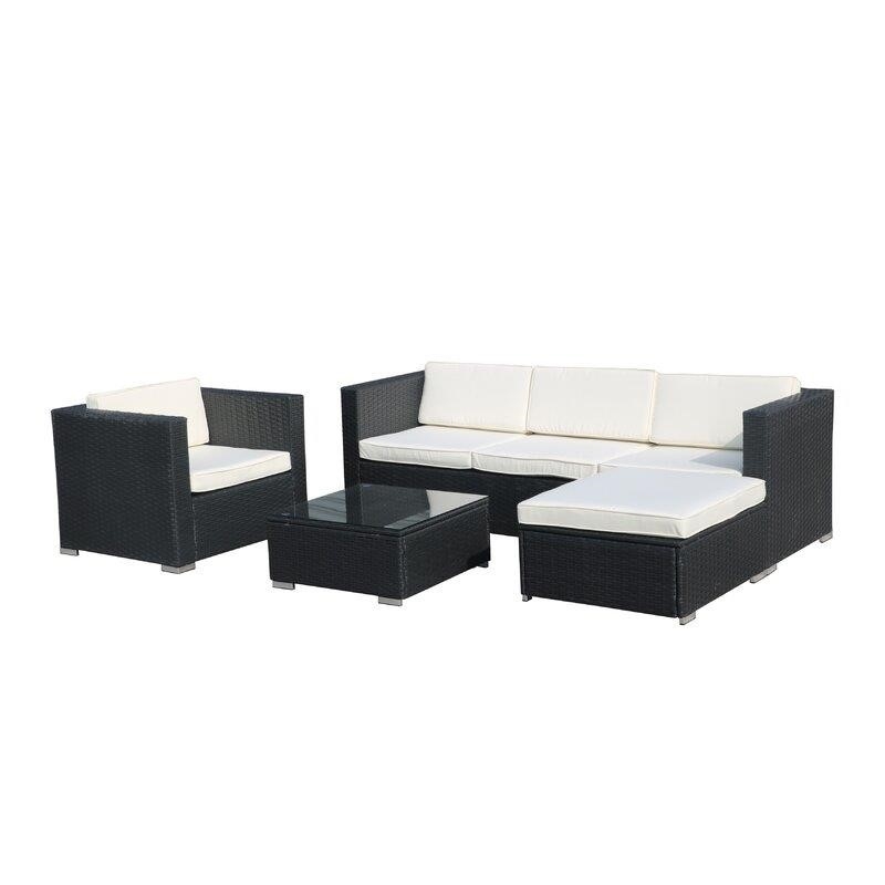 Backstrom Wicker/Rattan 5 - Person Seating Group with Cushions