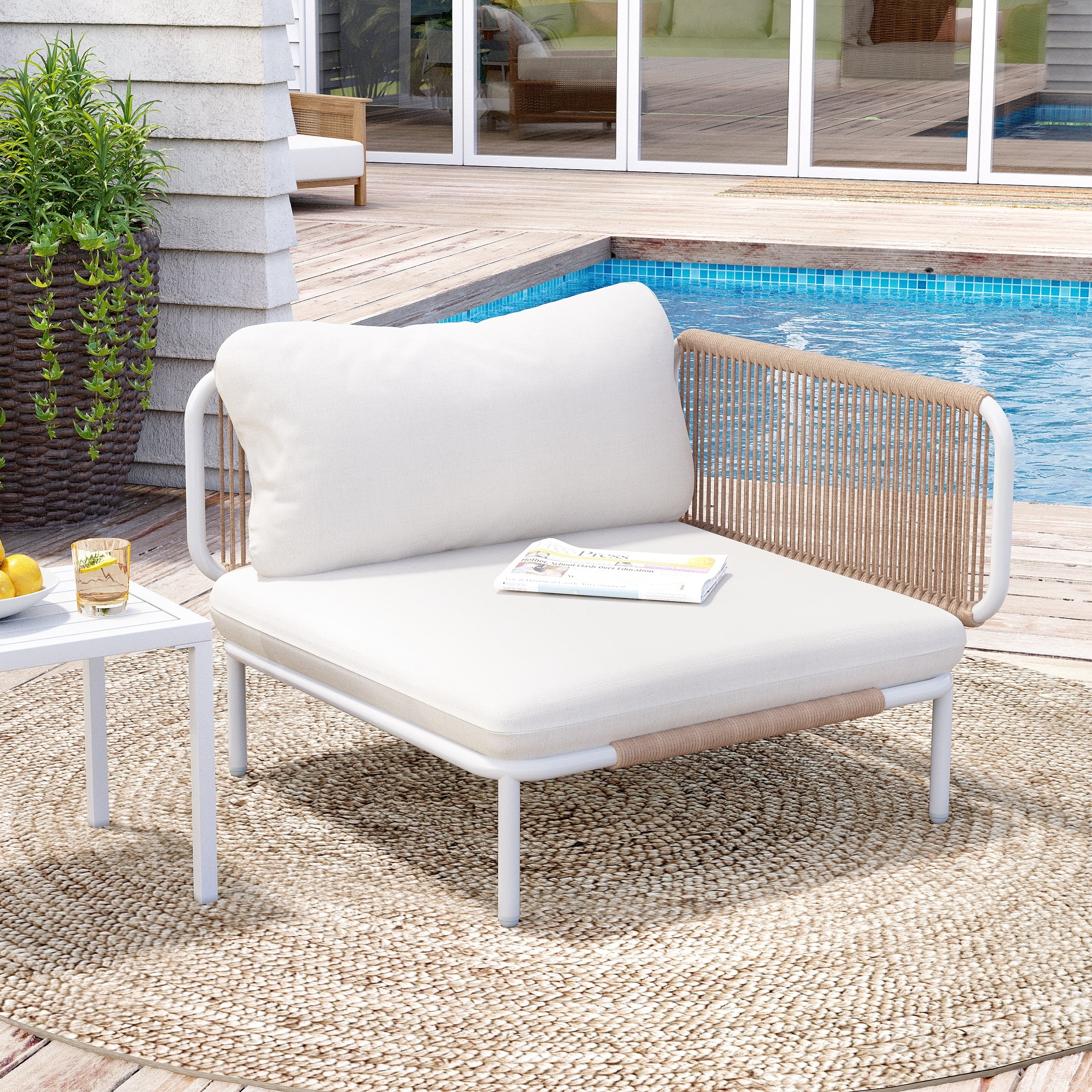 Outdoor Cushioned Sectional Sofa Chat Set Patio Furniture Conversation Set, Free Combination