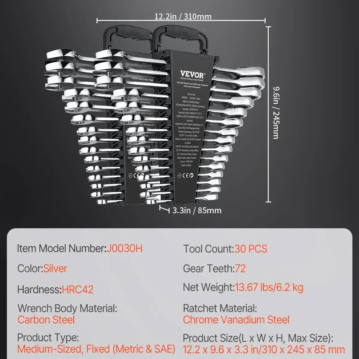 12-Piece Multifunctional Flex-Head Ratcheting Wrench SetMetric 8 mm-19 mm72 Teeth Cr-V Steel Flexible Combination Wrench SetCar & Automotive Tools with Roll Up Pouchfor Household & Automotive RepairsMultifunctional Wrench Set