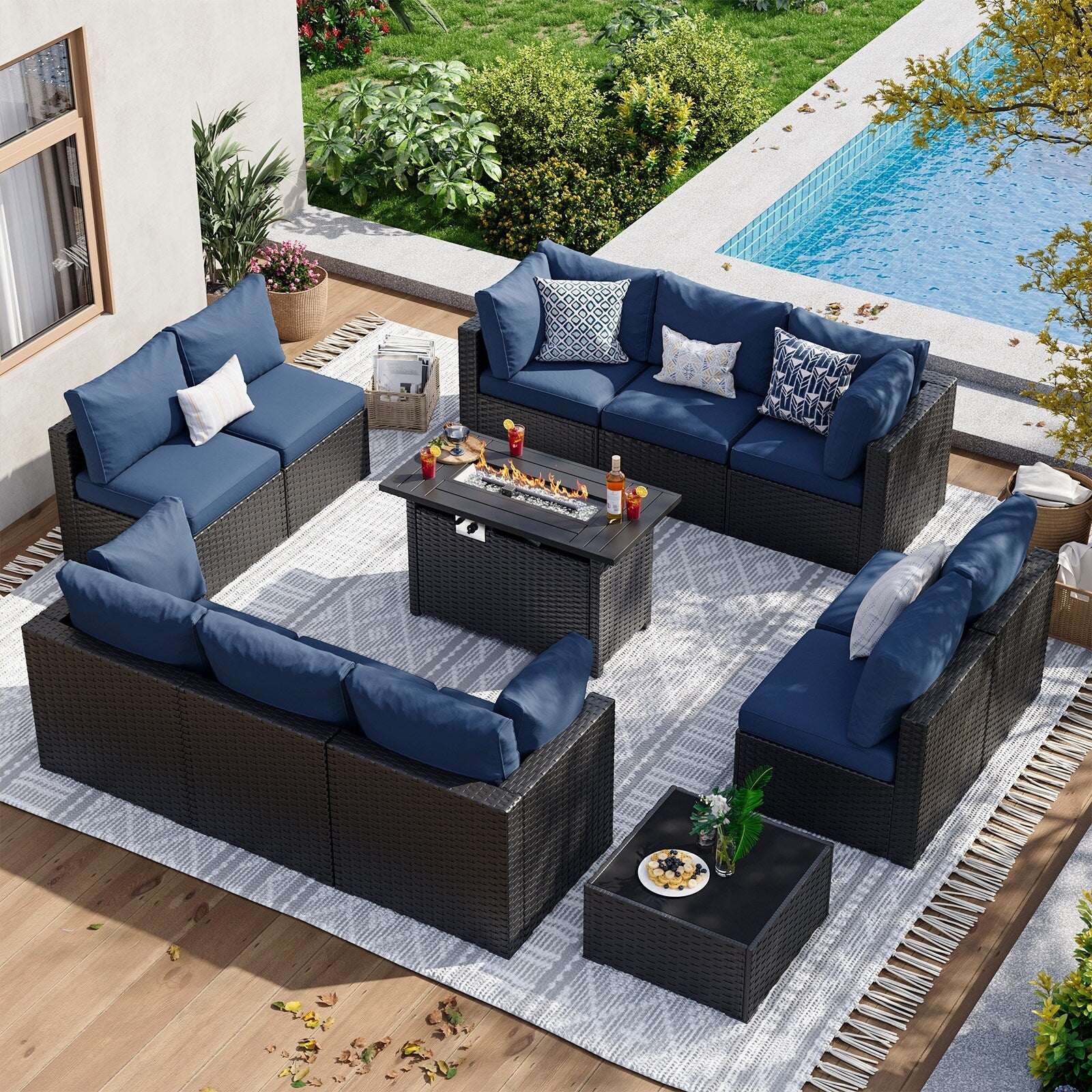 Wicker Rattan Patio Sectional Sofa Set