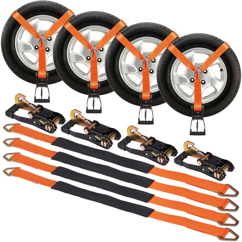 4-Pack Polyester Ratchet Tie Down Straps 2x120