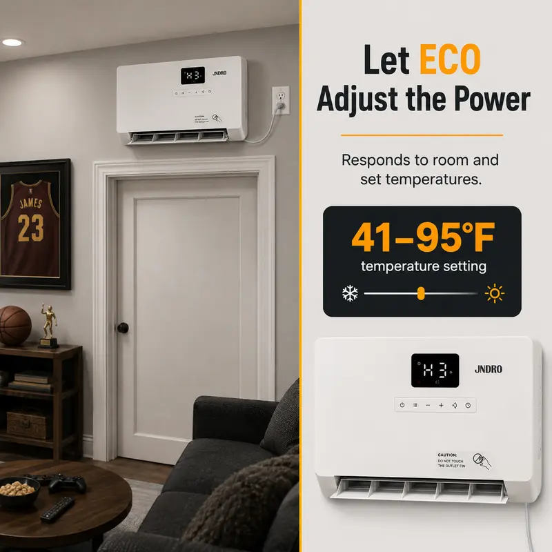 Smart Wall Heater 1500W Fast Heating Electric Space Heater for Indoor Use