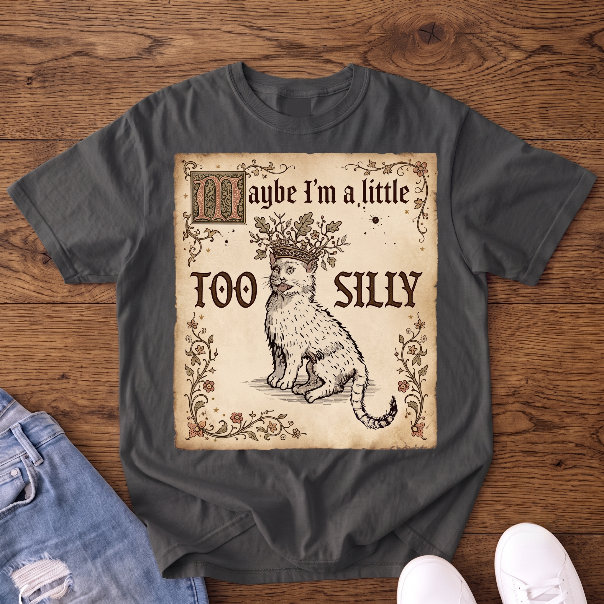 Maybe I'm a Little Too Silly Medieval Cat VintageT-shirt