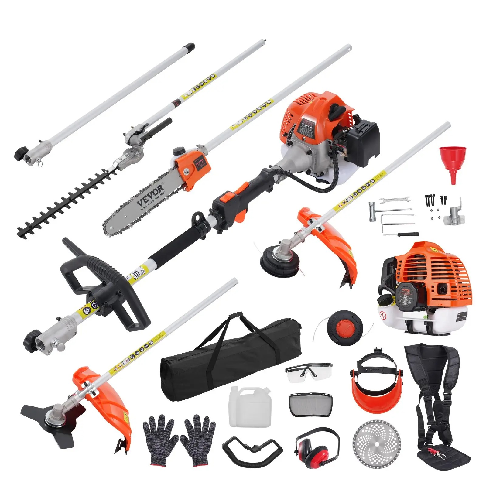 6‑in‑1 Multi‑Functional Trimming Tools, Gas Powered Hedge Trimmer, String Trimmer, Brush Cutter, Edger & Pole Saw Chainsaw Pruner for Shoulder Mount Use