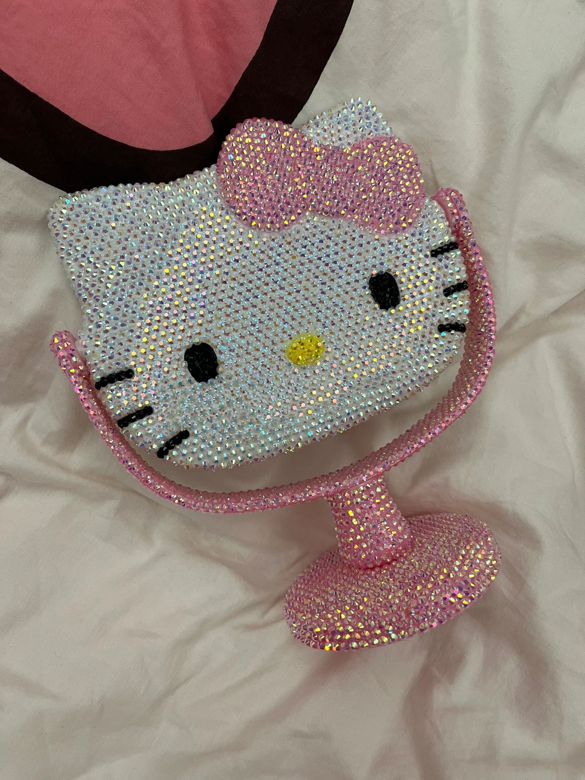 Hellokitty Bling Tabletop Swivel Vanity Mirror Sparkly Compact Mirror Handmade Crystals
