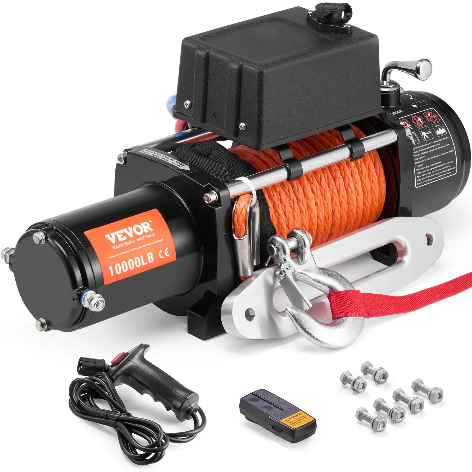 Electric Winch for Truck 6000 lb Synthetic Rope Waterproof Remote Control